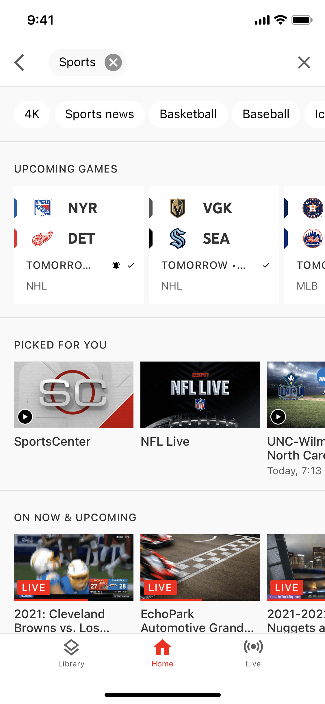 Filtering content on YouTube TV (ios) screen 2