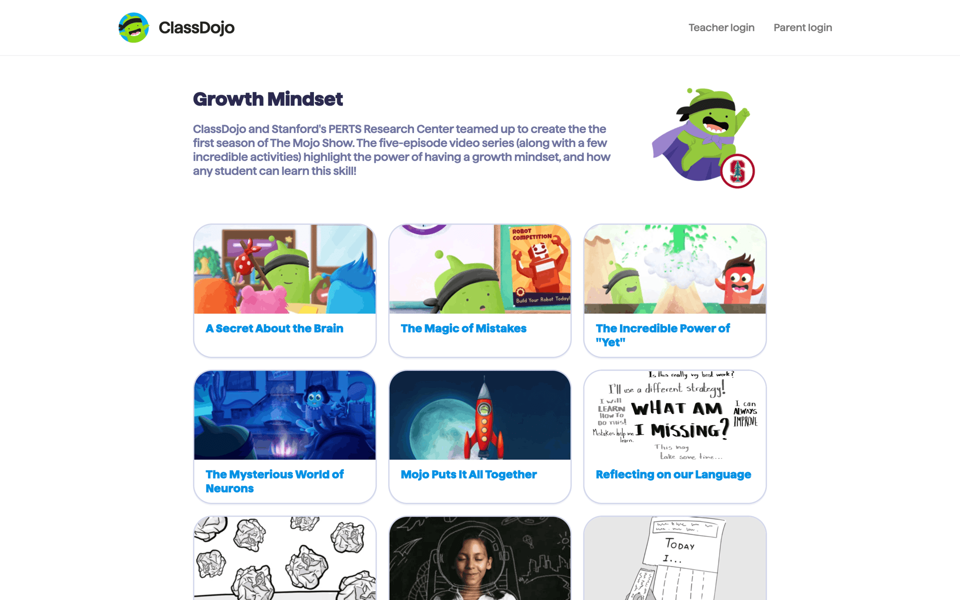 ClassDojo Web Education interface screenshot 2