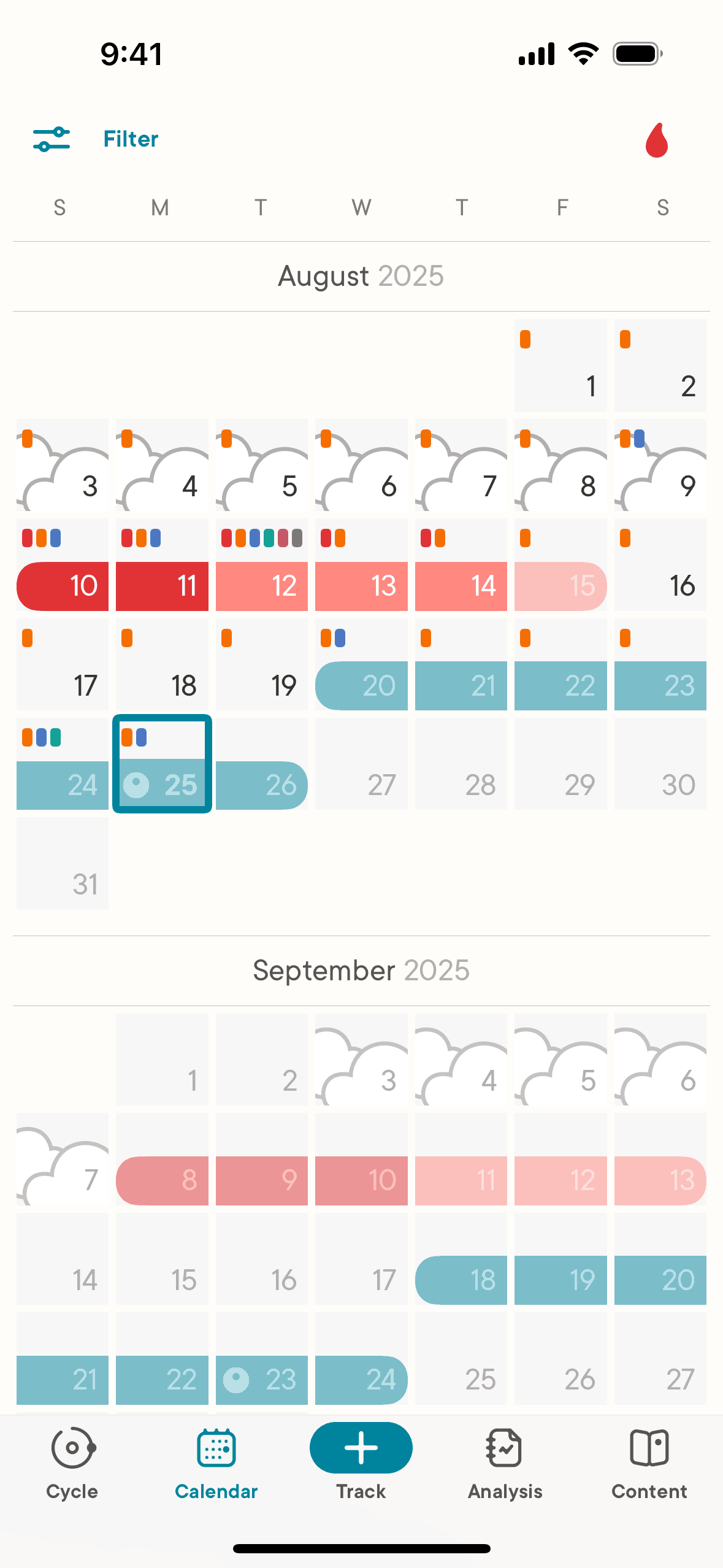 Clue iOS Health & Fitness interface screenshot 2