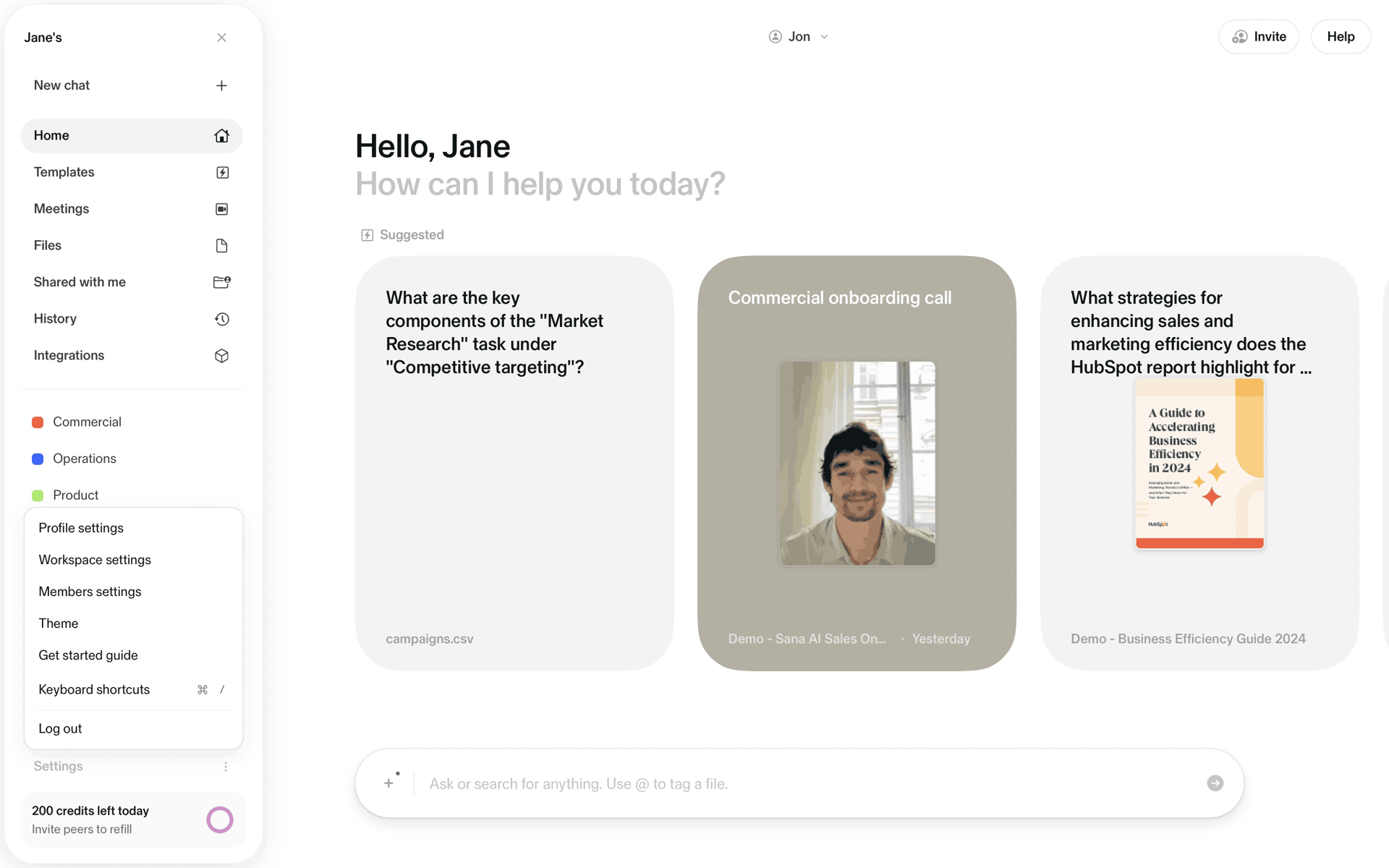 Sana AI Web AI interface screenshot 1