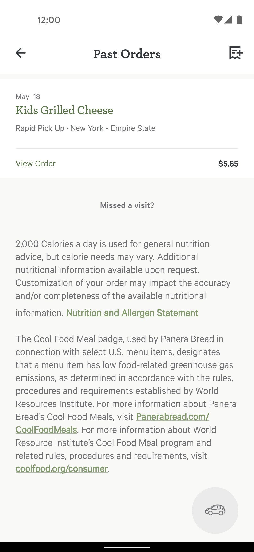 Panera Bread Android Food & Drink interface screenshot 21