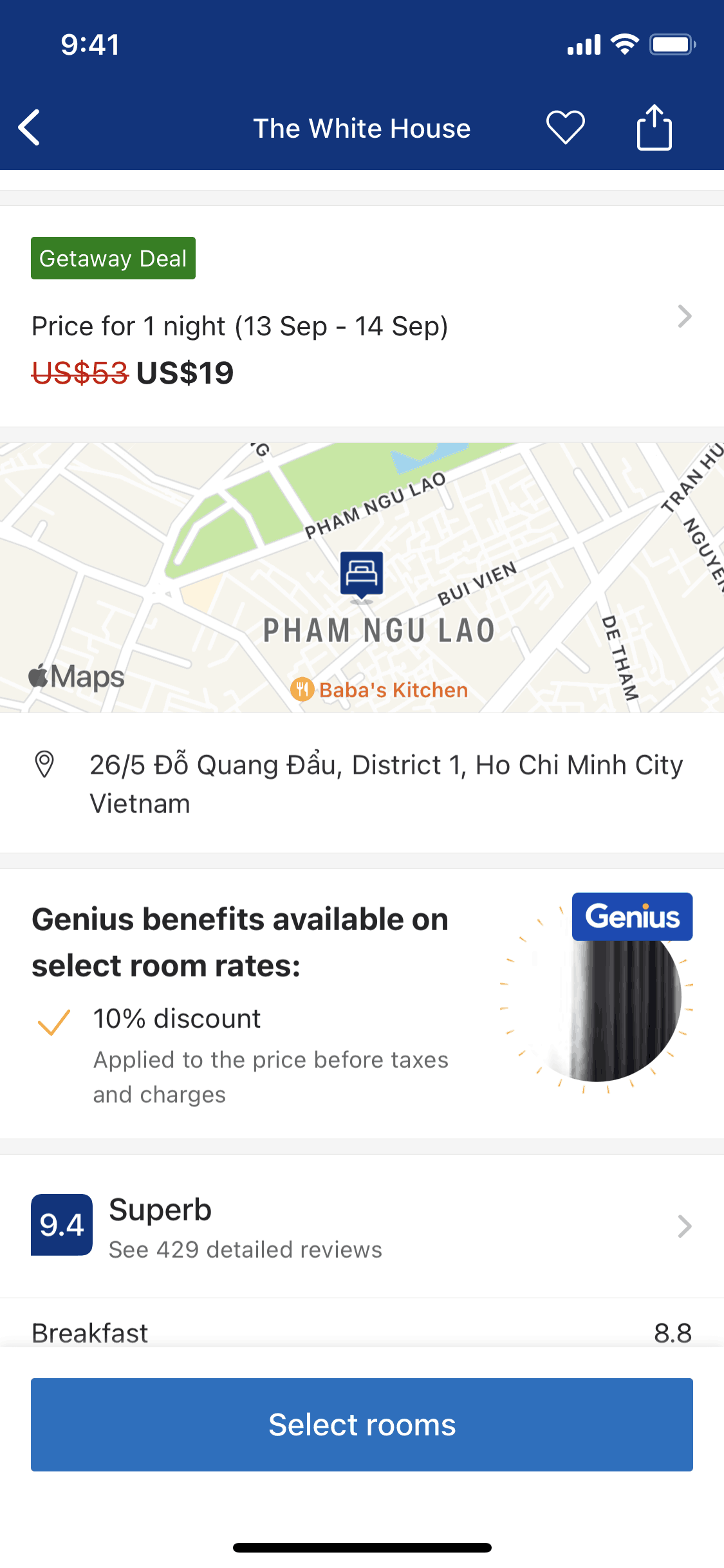 Booking.com iOS Travel & Transportation interface screenshot 1