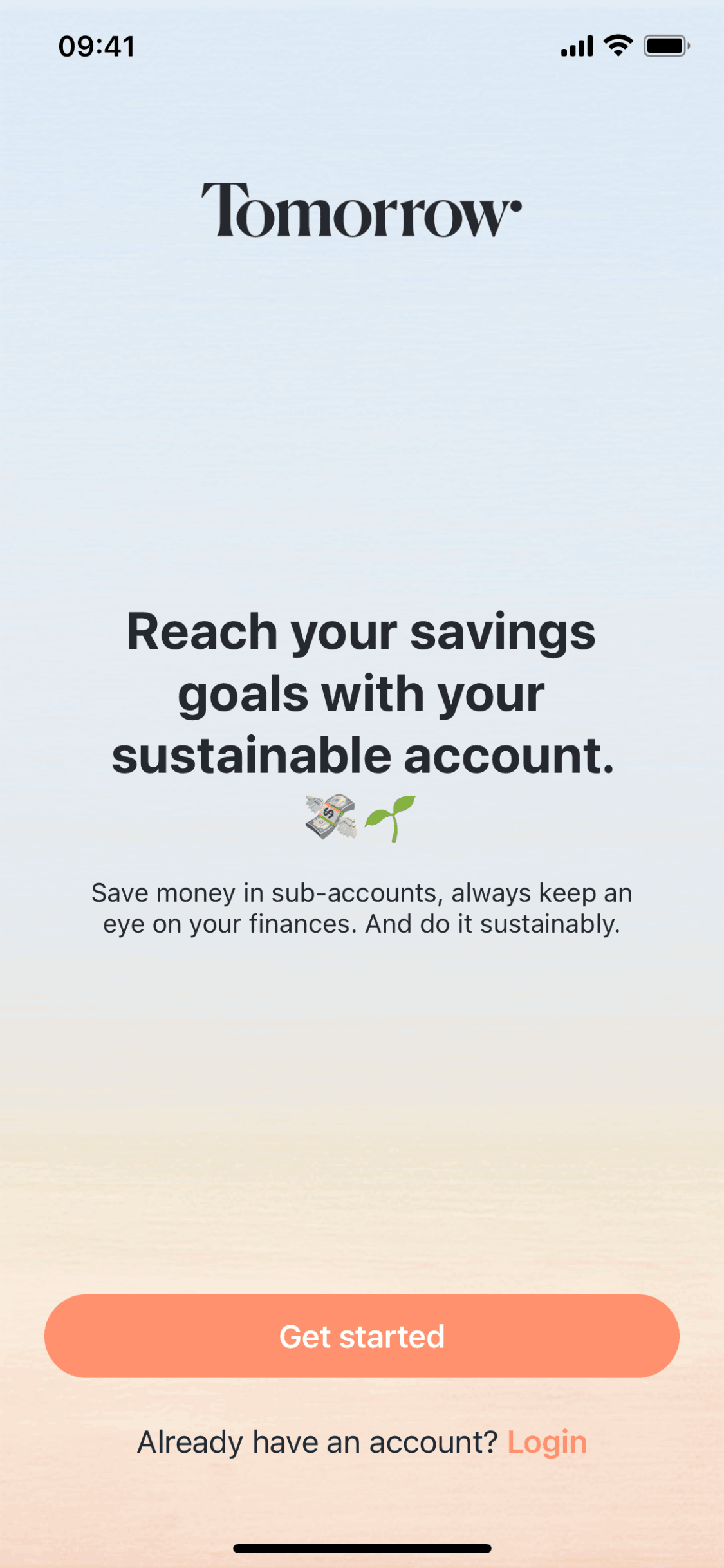 Tomorrow iOS Finance interface screenshot 1