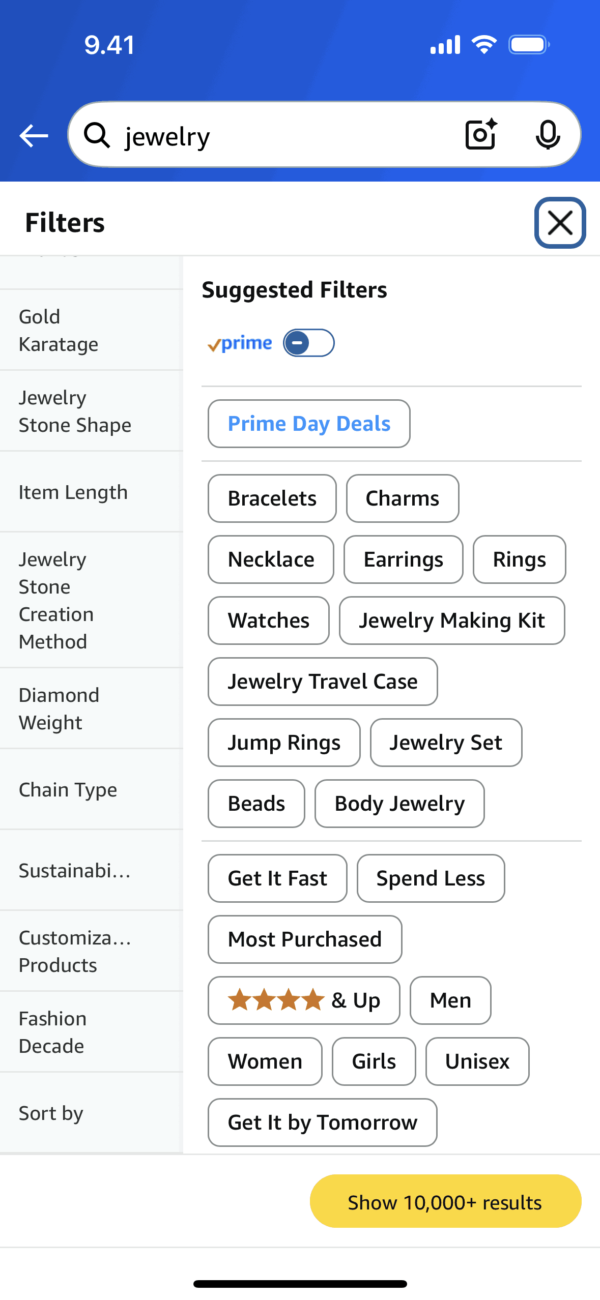 Sorting products (search) on Amazon Shopping (ios) screen 2