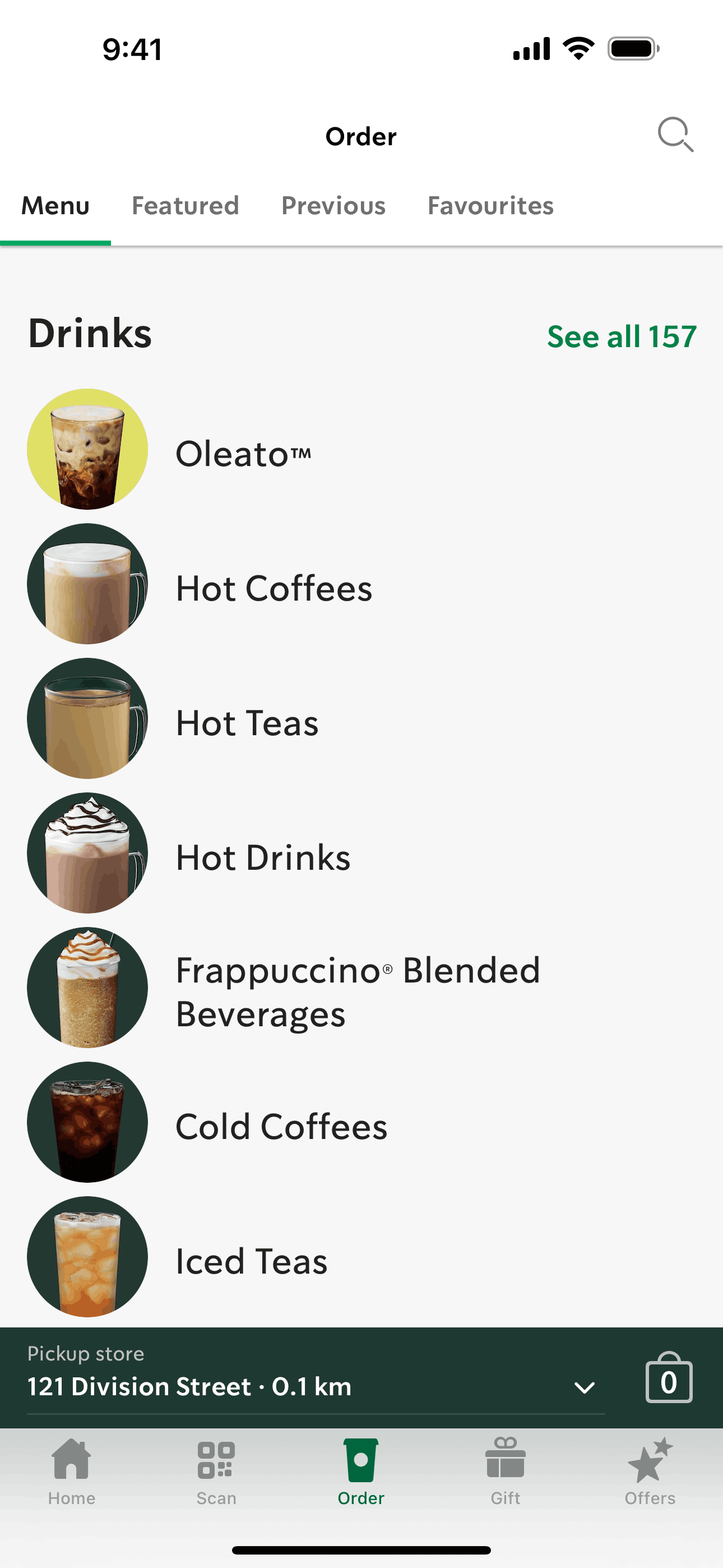 Starbucks iOS Food & Drink interface screenshot 2