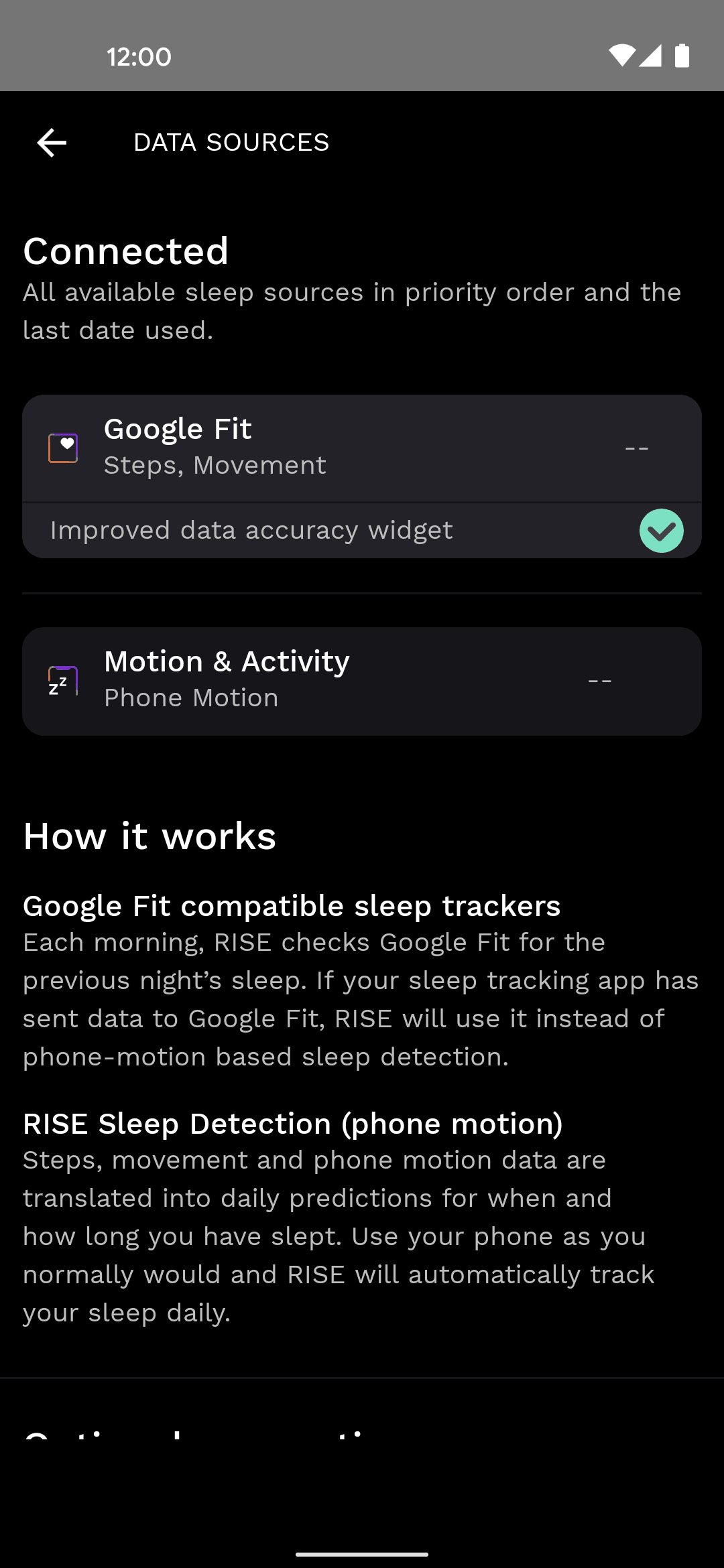 Rise Android Health & Fitness interface screenshot 12