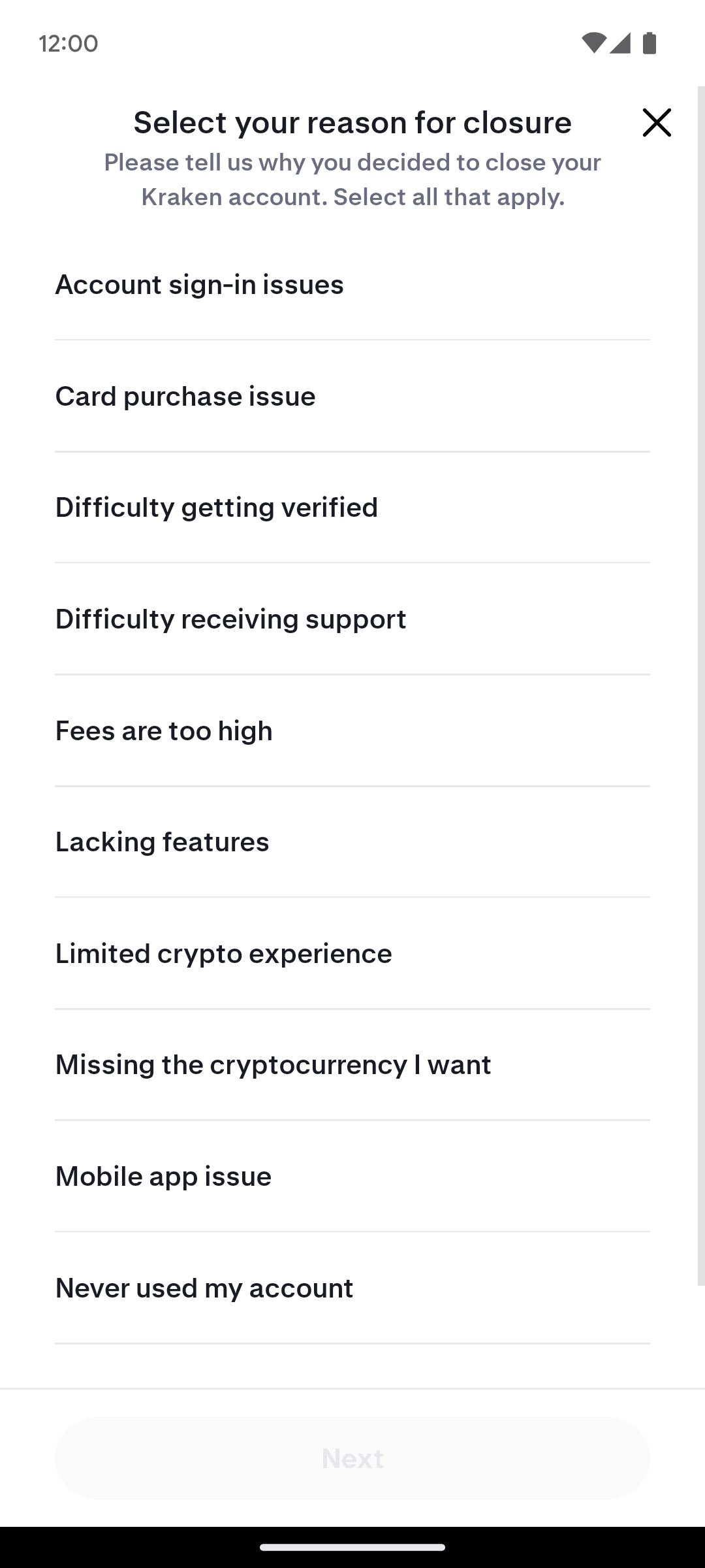 Kraken Android Finance interface screenshot 6