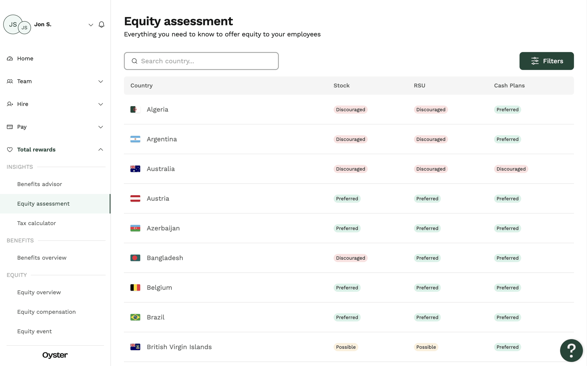 Oyster Web Business interface screenshot 2