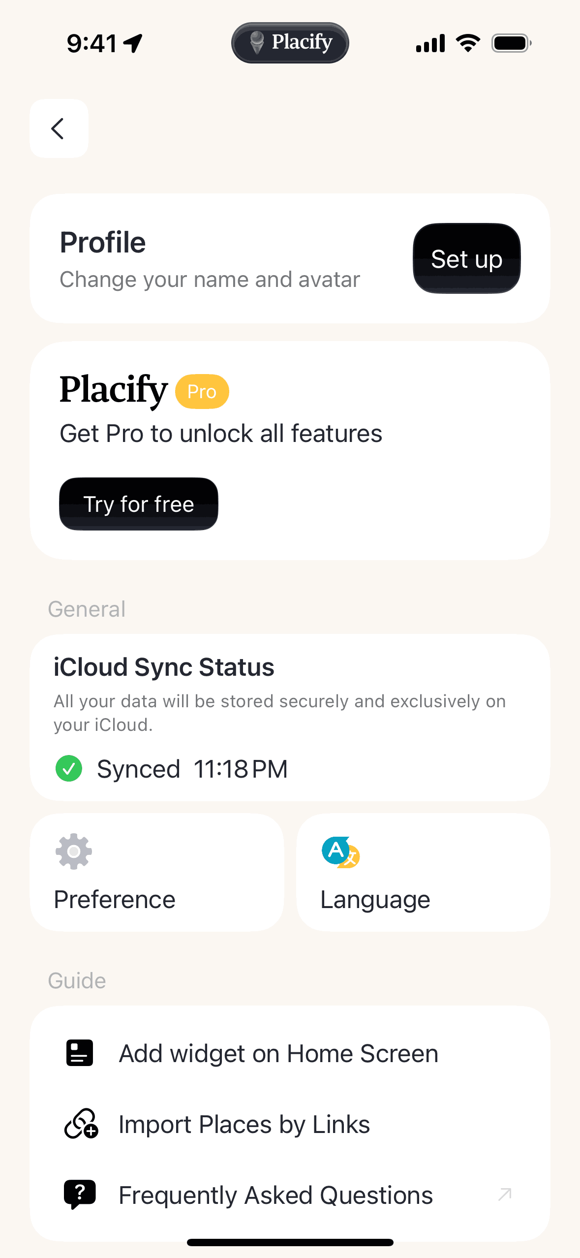 Placify iOS Lifestyle interface screenshot 21