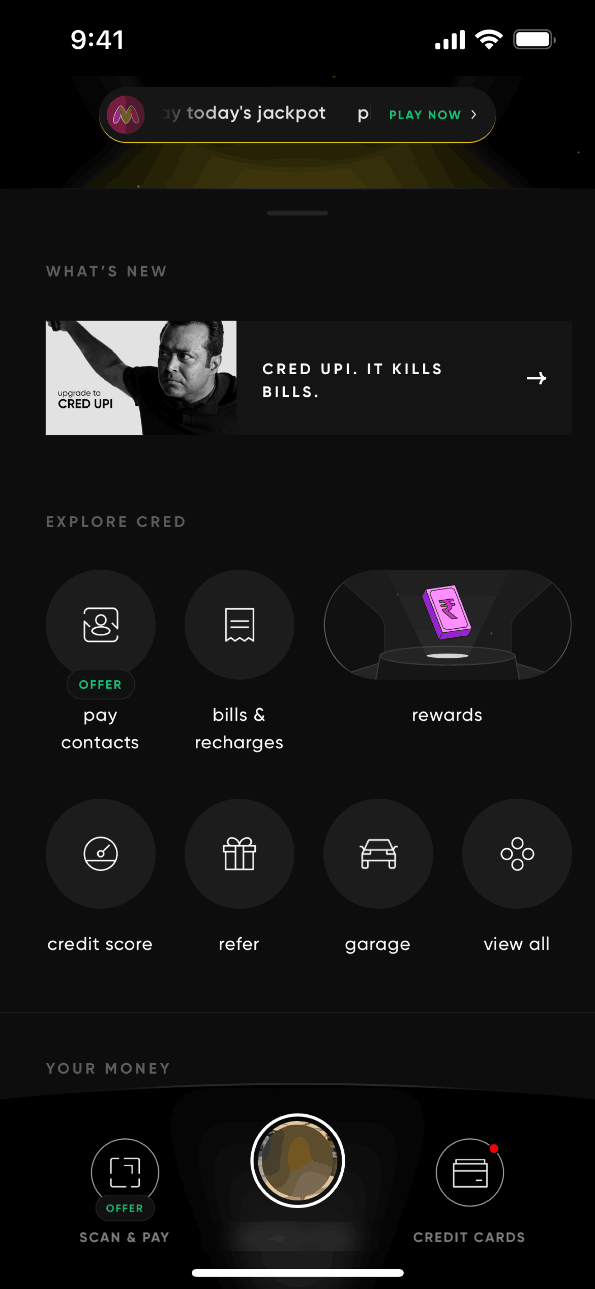 CRED iOS Finance interface screenshot 1