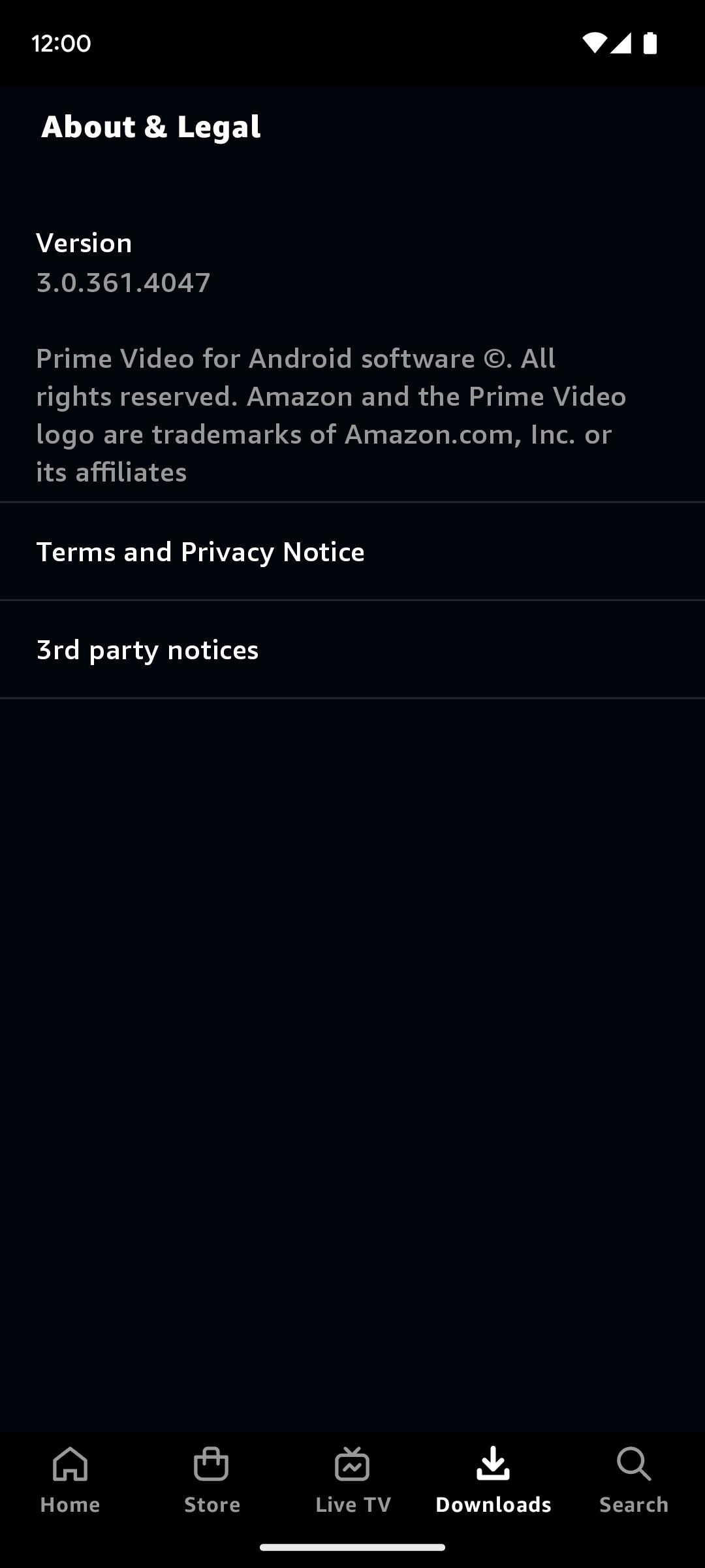 Prime Video Android Entertainment interface screenshot 16