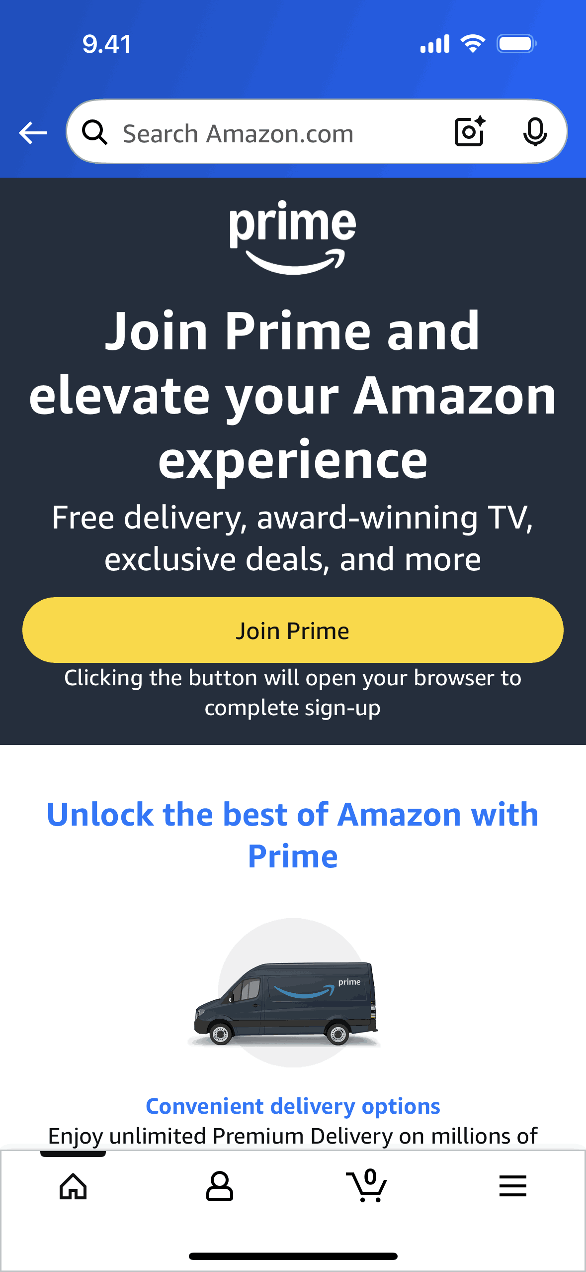 Join Prime on Amazon Shopping (ios) screen 2