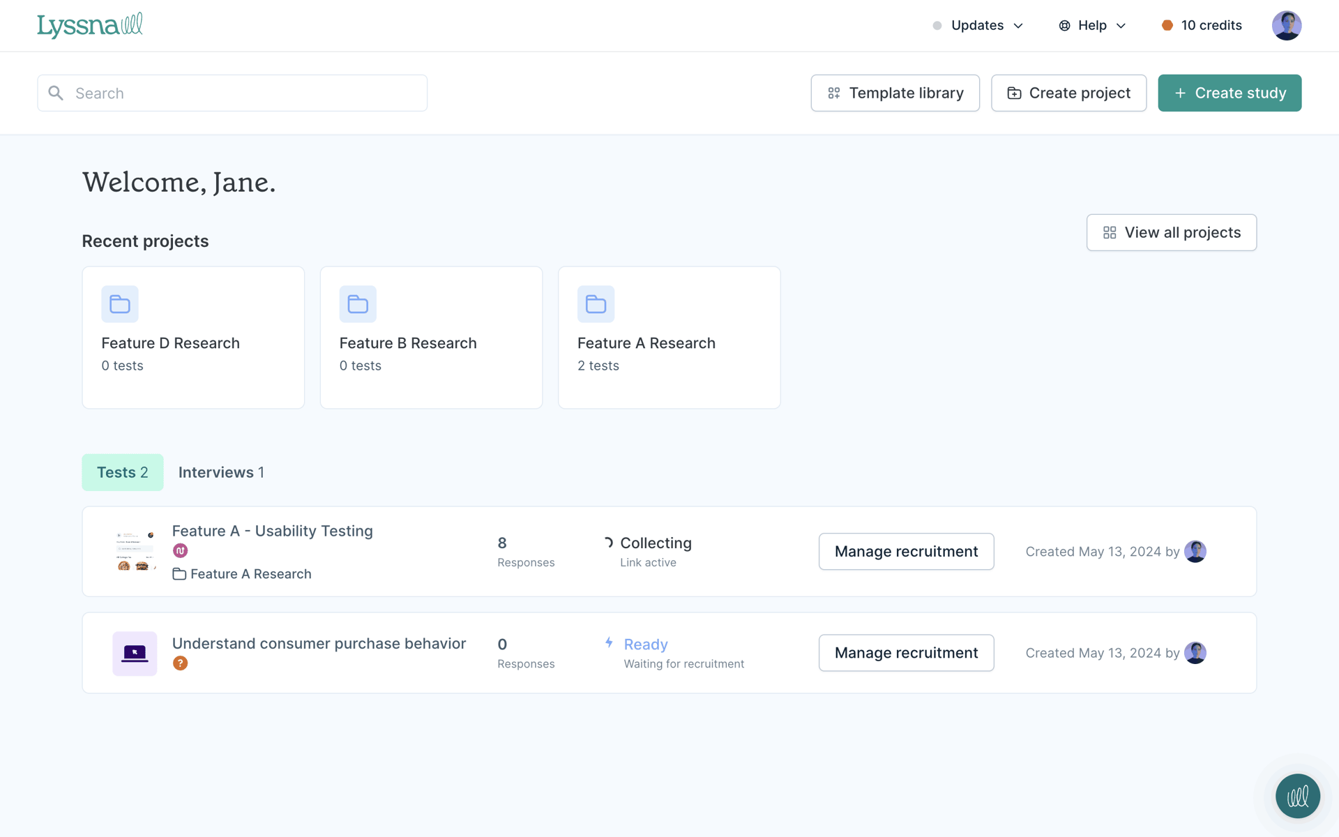 Lyssna Web Business interface screenshot 2