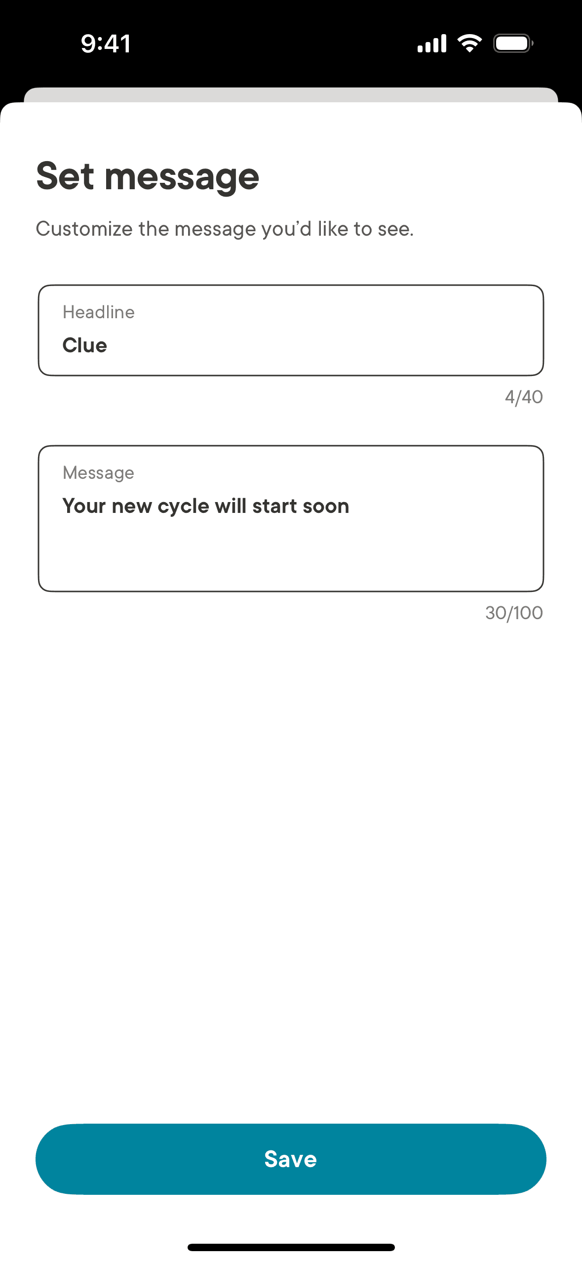 Clue iOS Health & Fitness interface screenshot 5