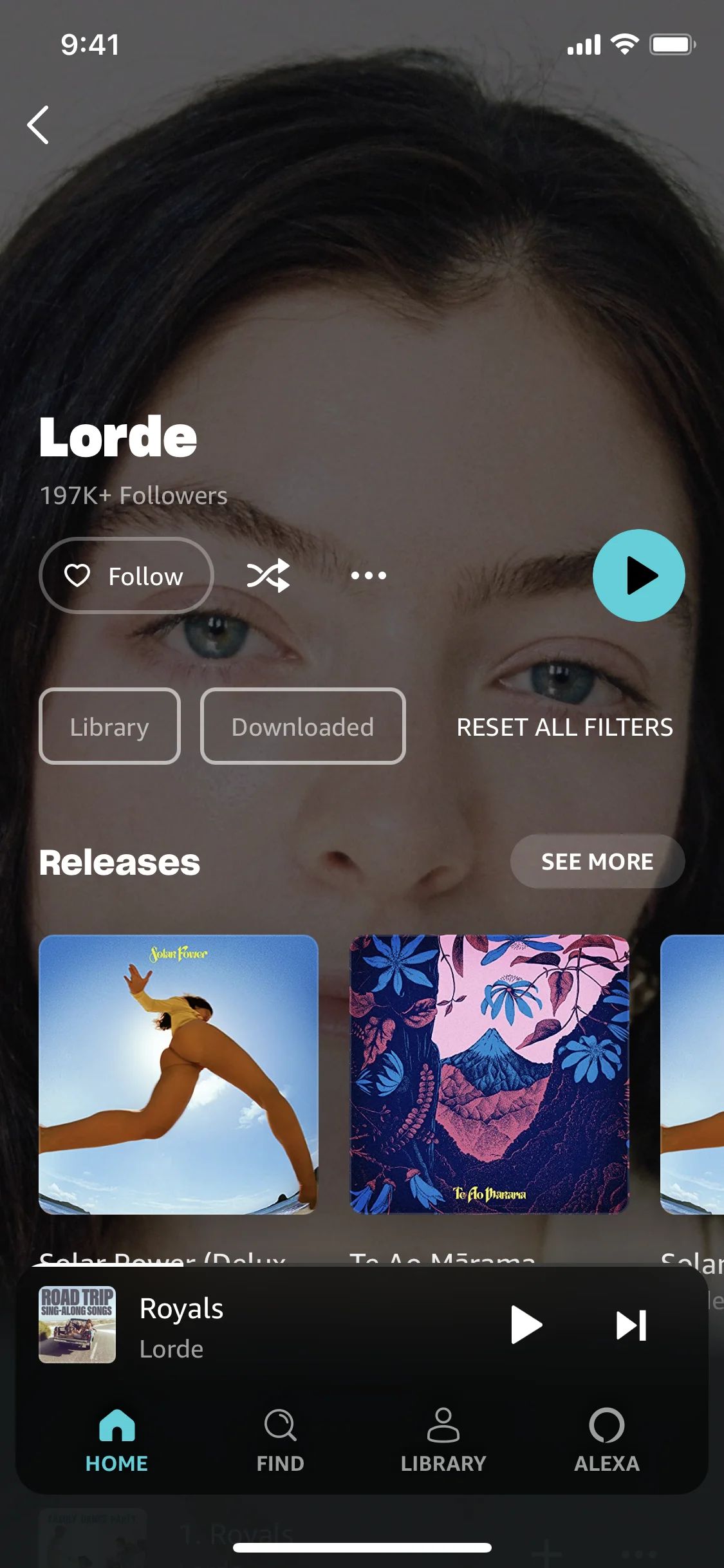 View artist profile on Amazon Music (ios) screen 2