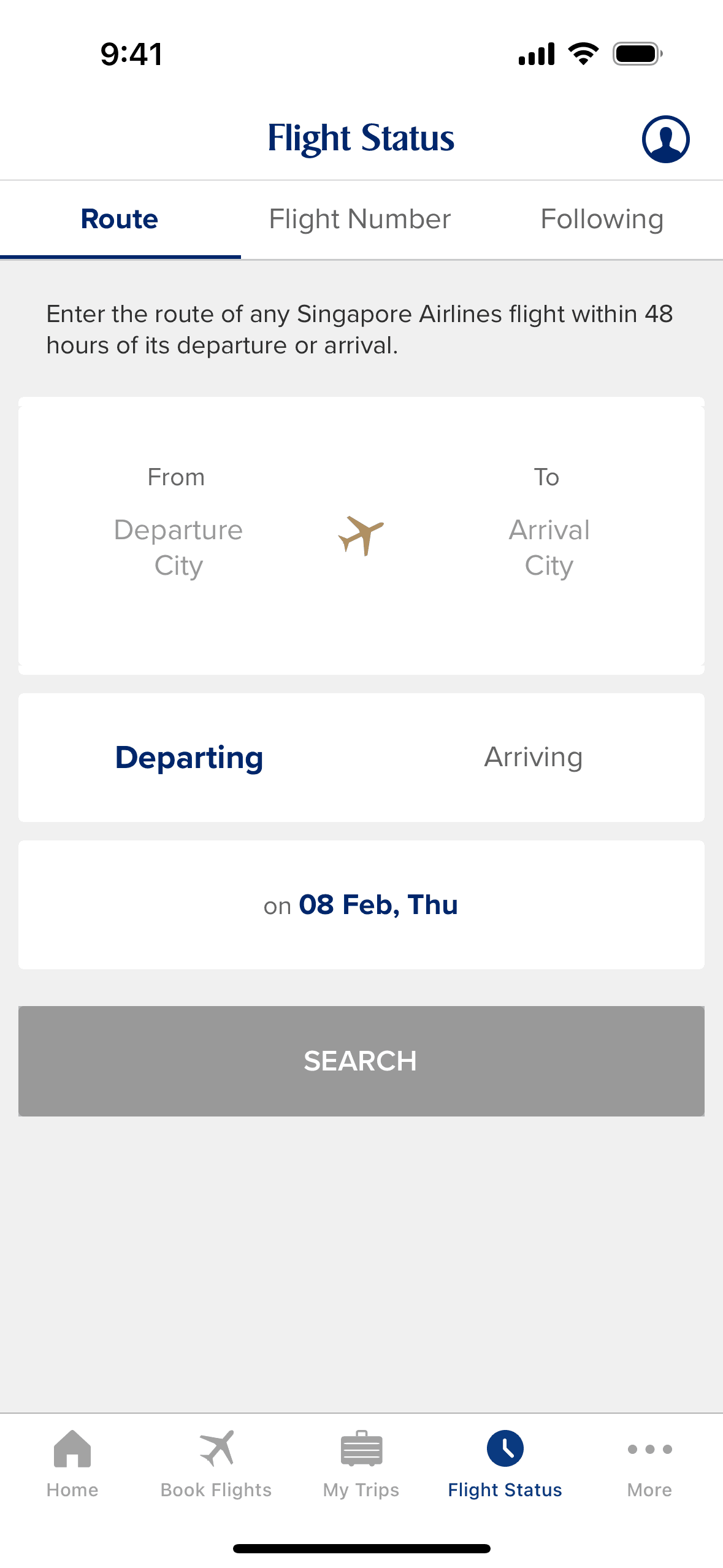 Singapore Airlines iOS Travel & Transportation interface screenshot 7