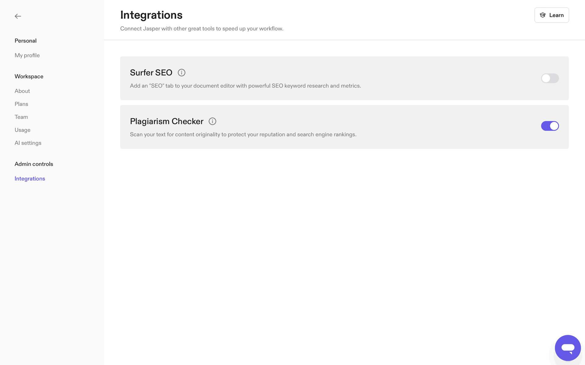 Jasper Web AI interface screenshot 8