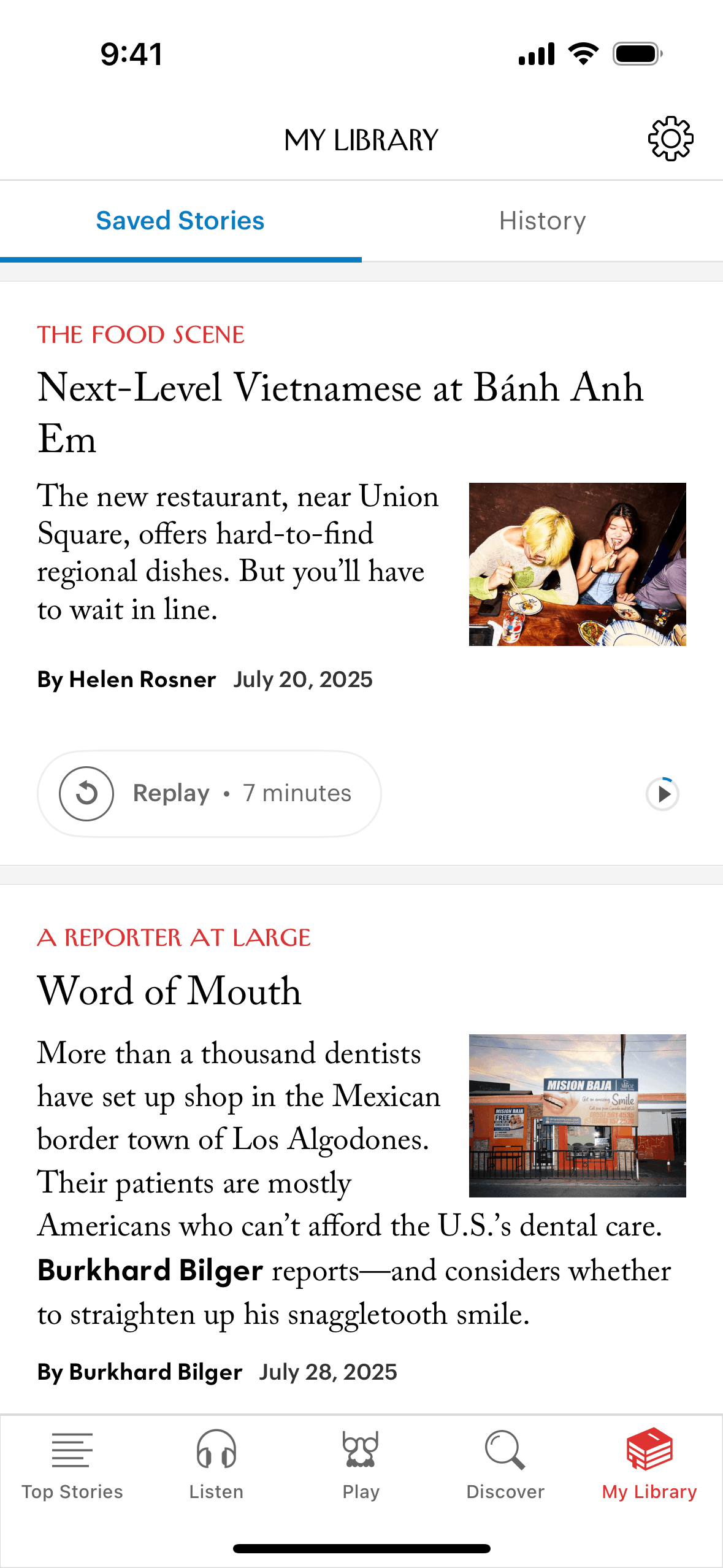 The New Yorker iOS News interface screenshot 1