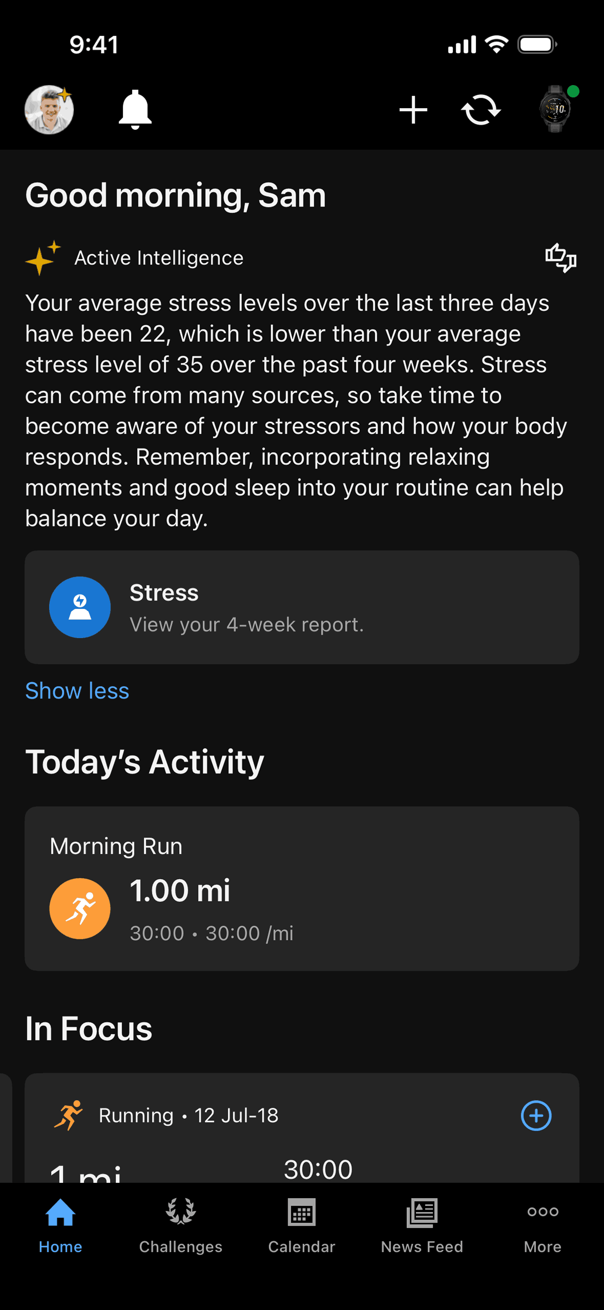 Garmin Connect iOS Health & Fitness interface screenshot 2