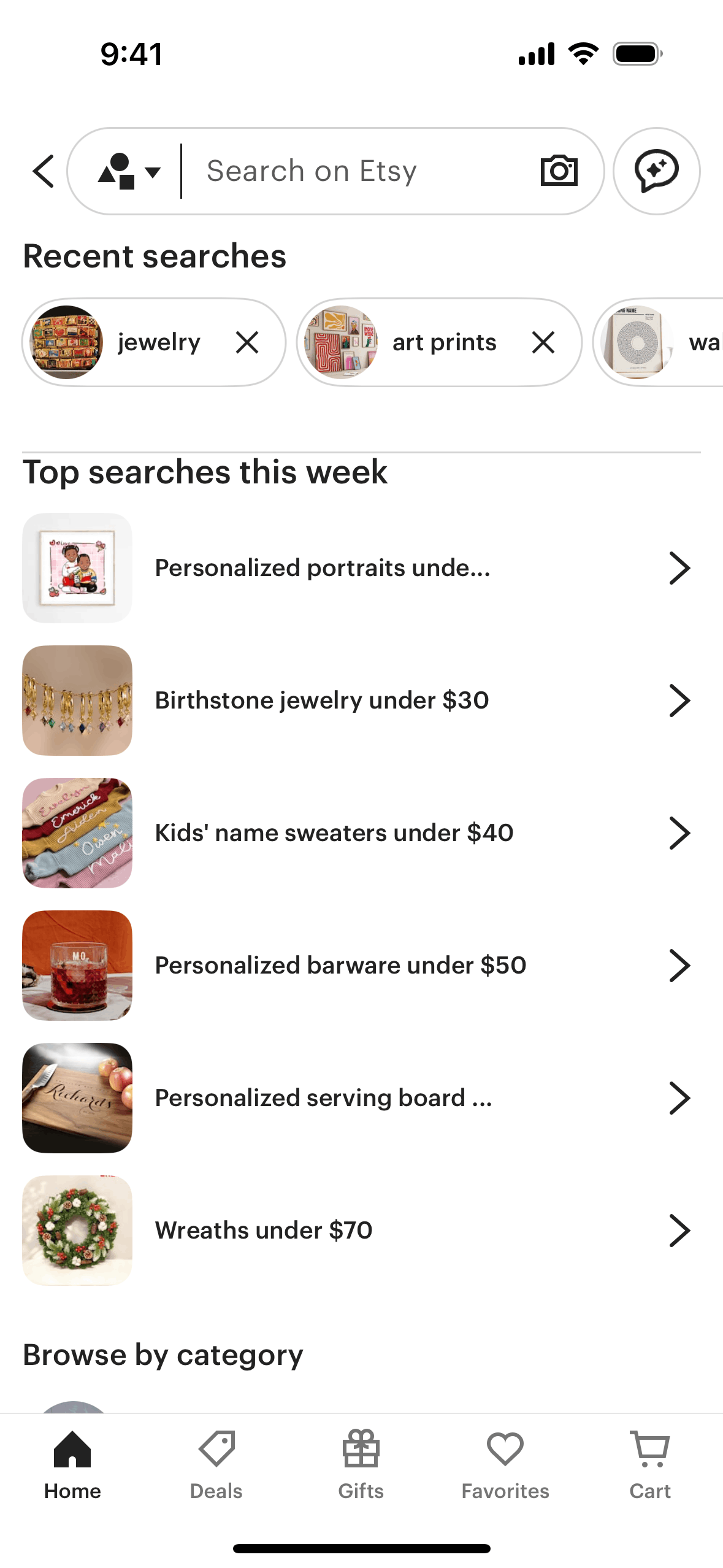 Etsy iOS Shopping interface screenshot 1