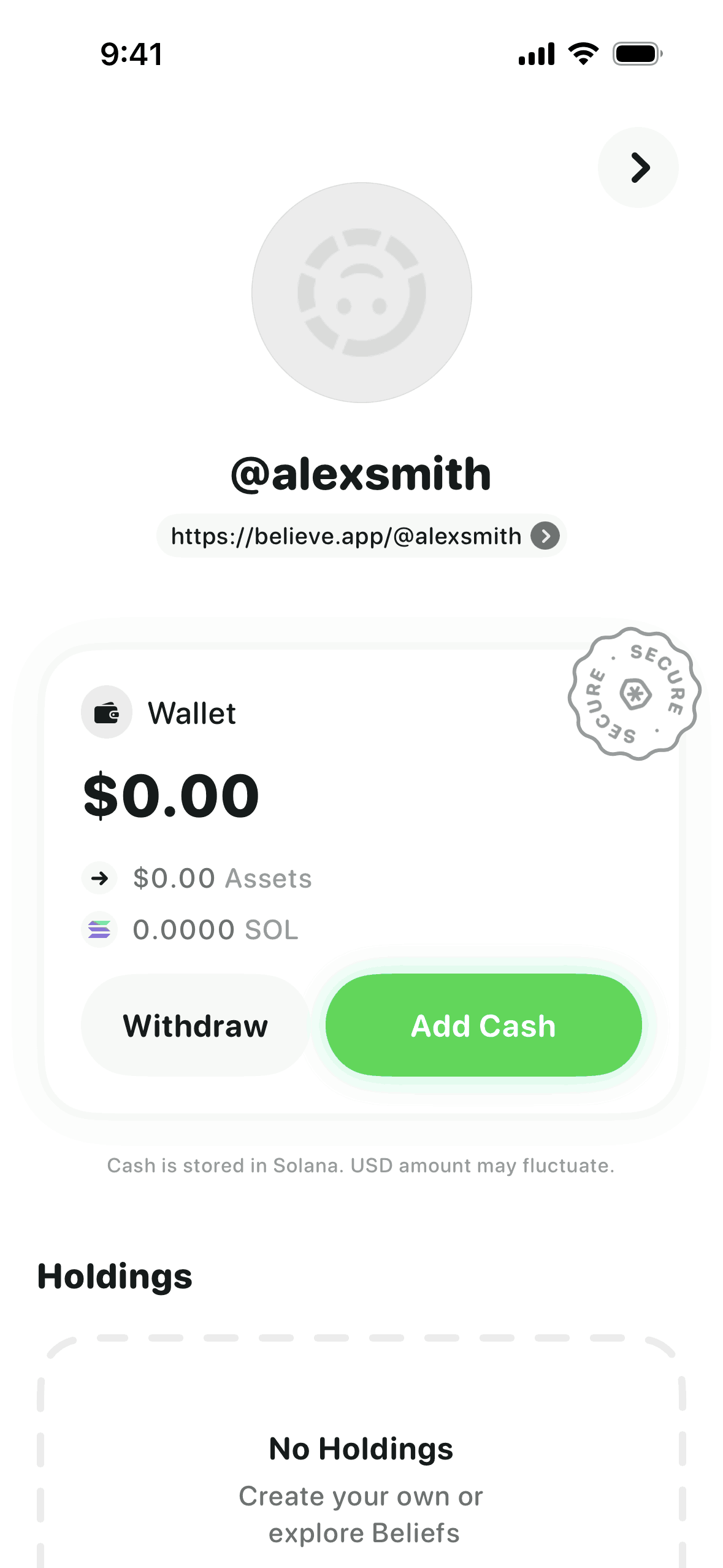 Believe iOS Finance interface screenshot 11