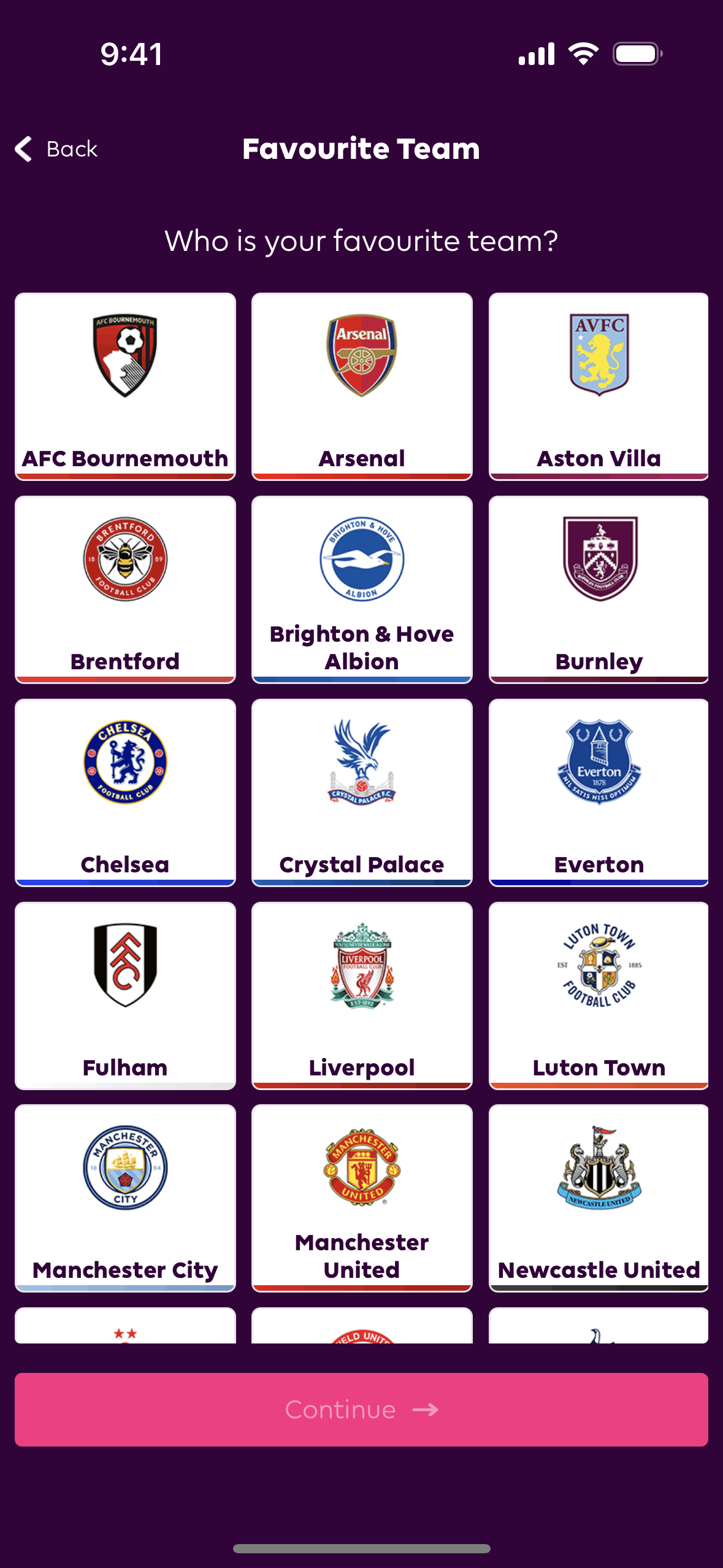 Premier League iOS Sports interface screenshot 2