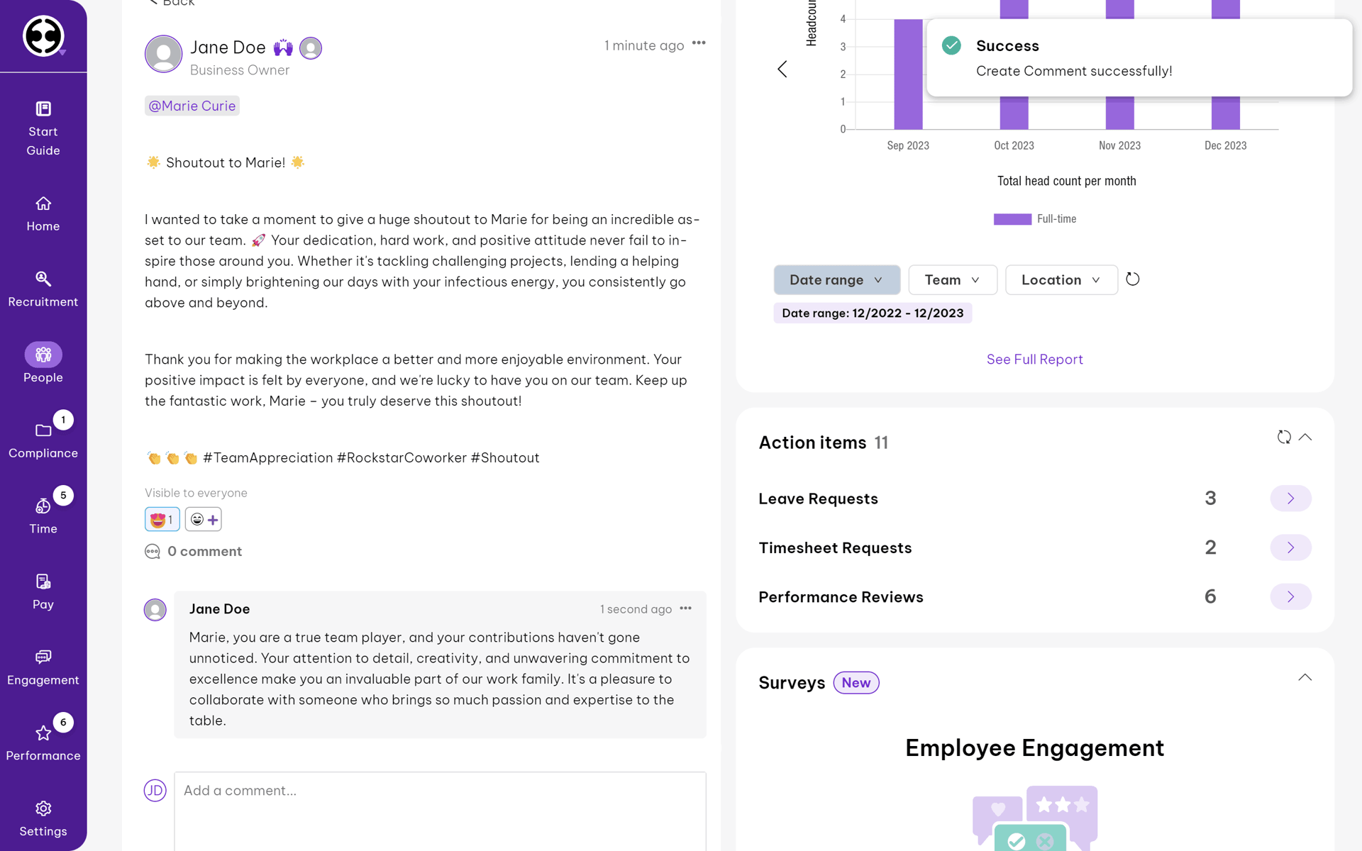 Employment Hero Web Business interface screenshot 1
