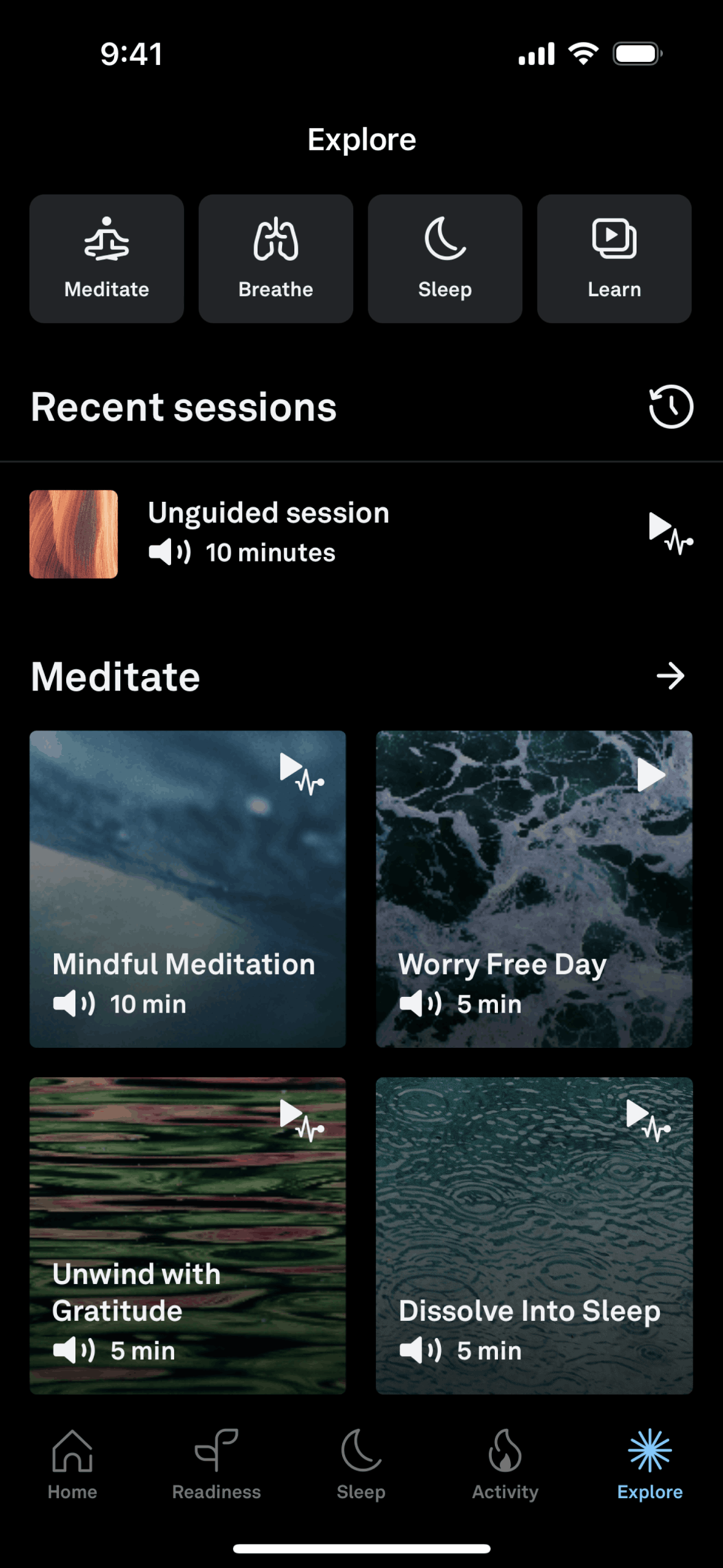 Oura iOS Health & Fitness interface screenshot 3