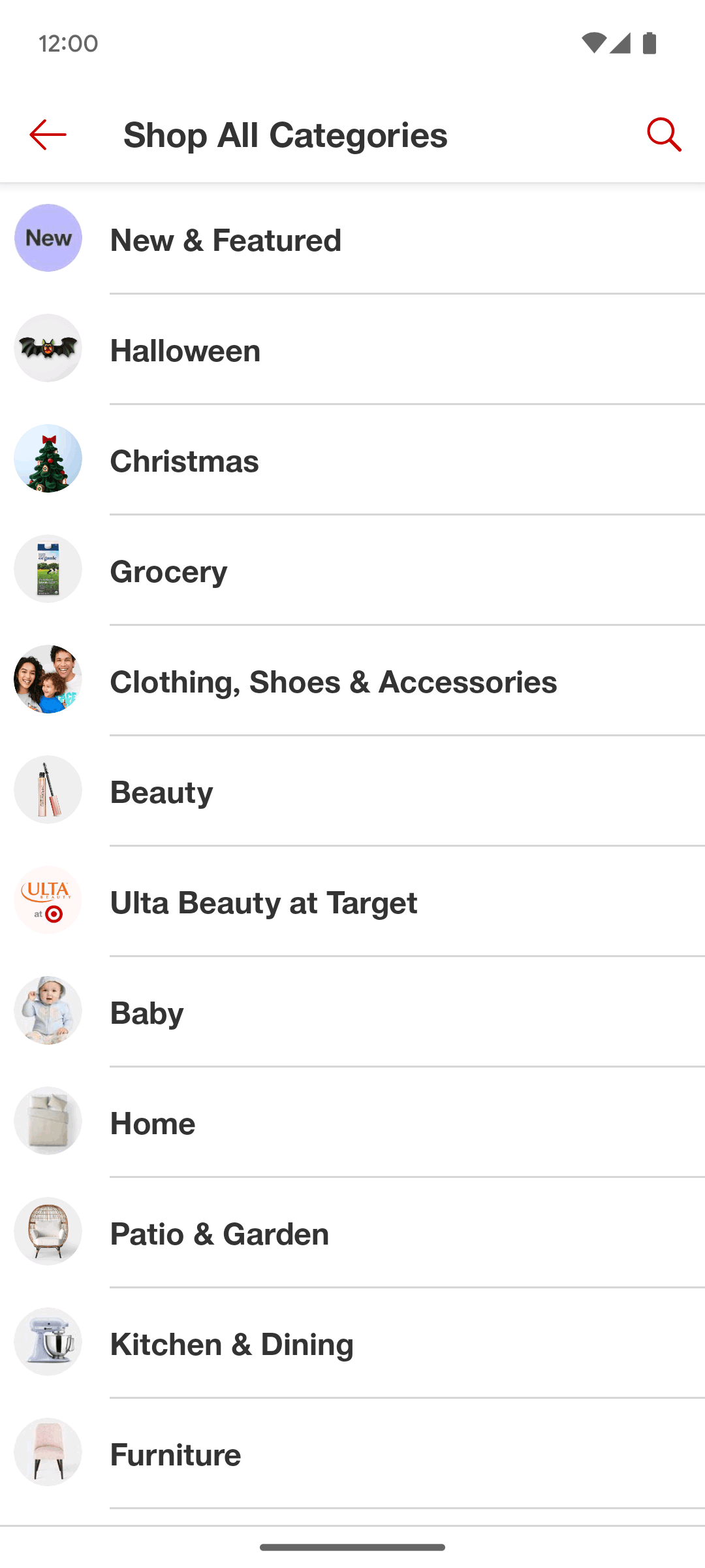 Target Android Shopping interface screenshot 2