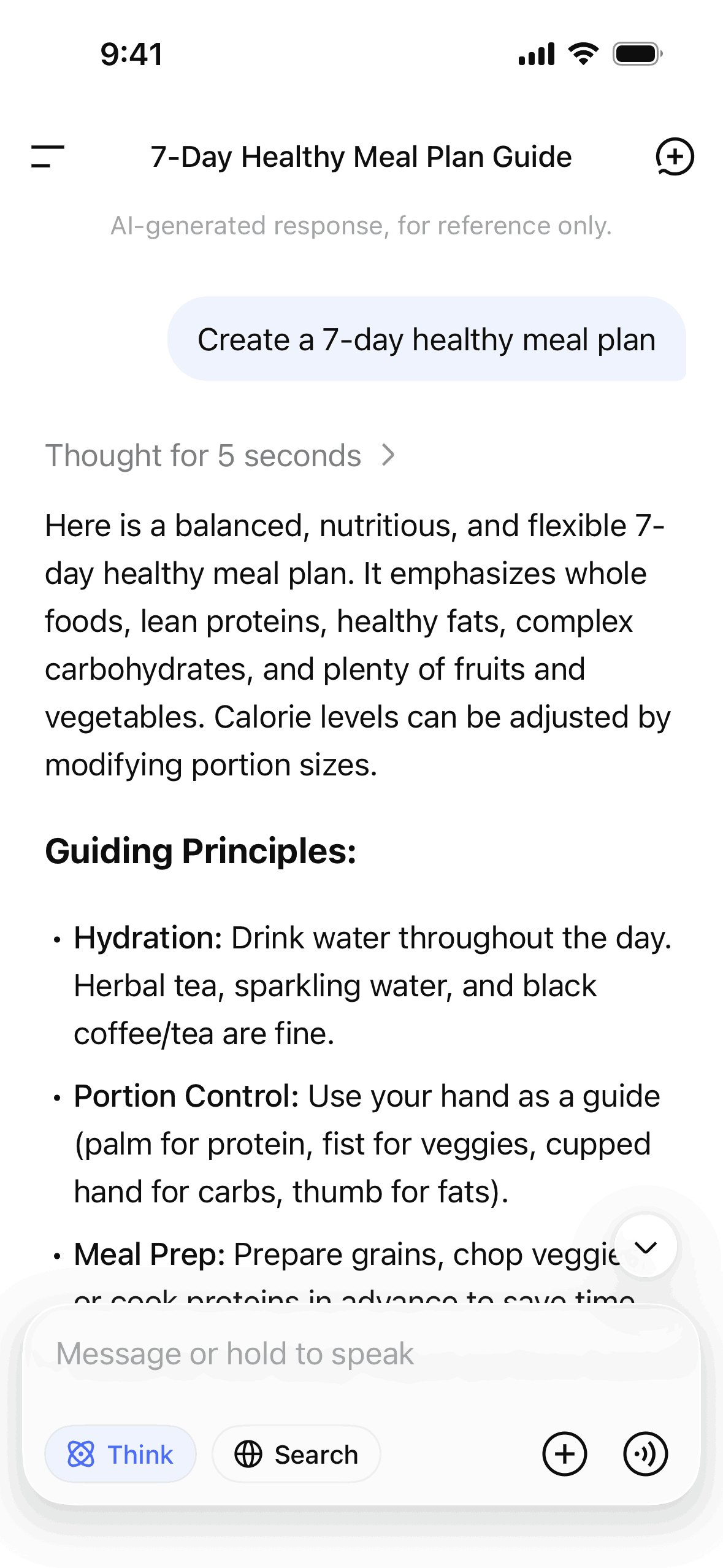 DeepSeek iOS Productivity interface screenshot 1
