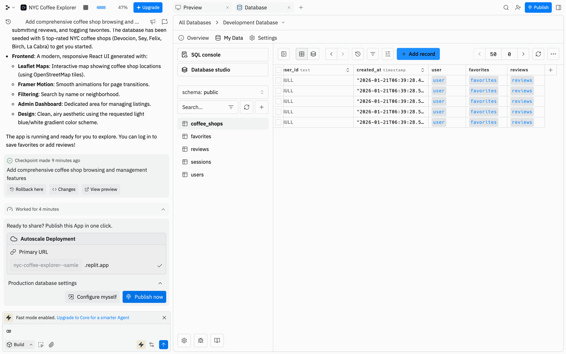 Replit Web AI interface screenshot 2