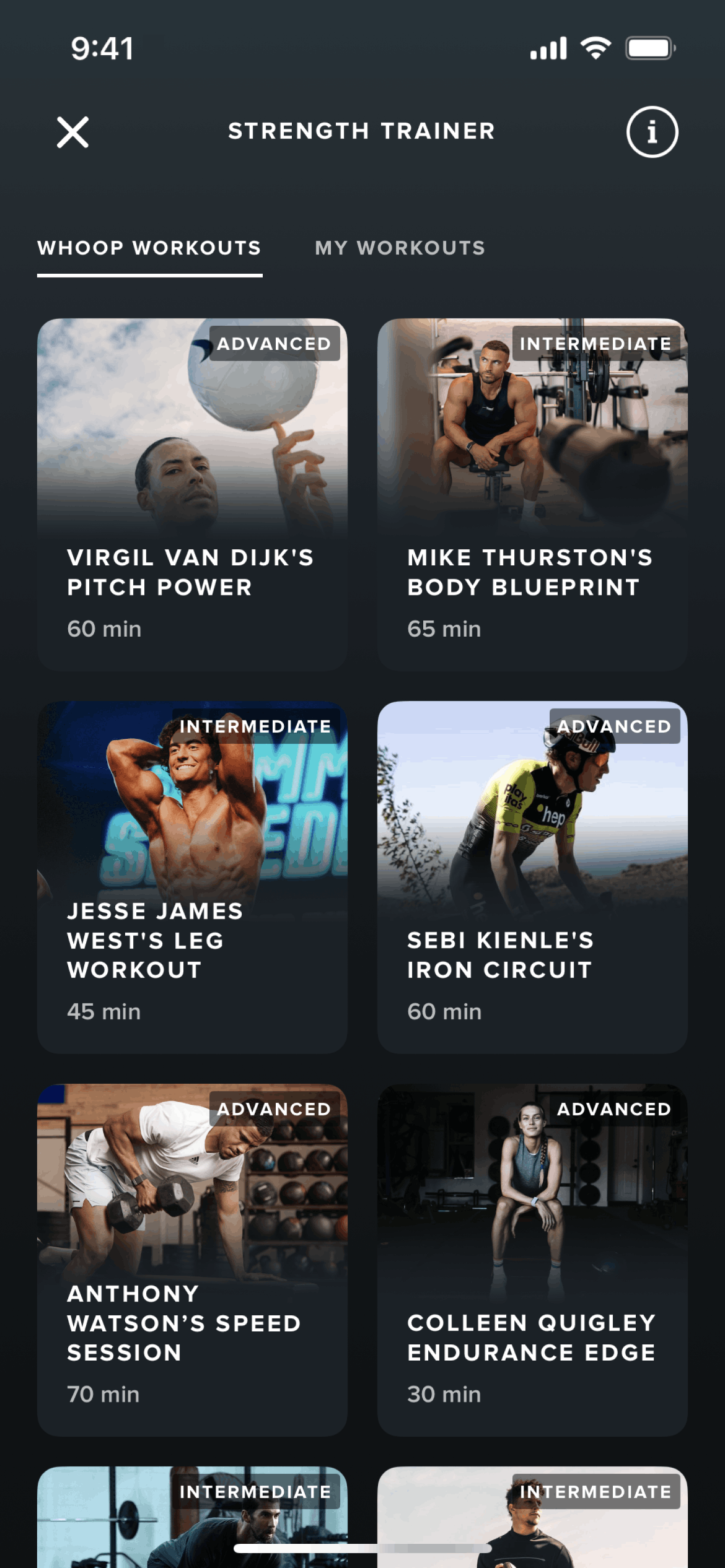 Creating a strength workout on WHOOP (ios) screen 6