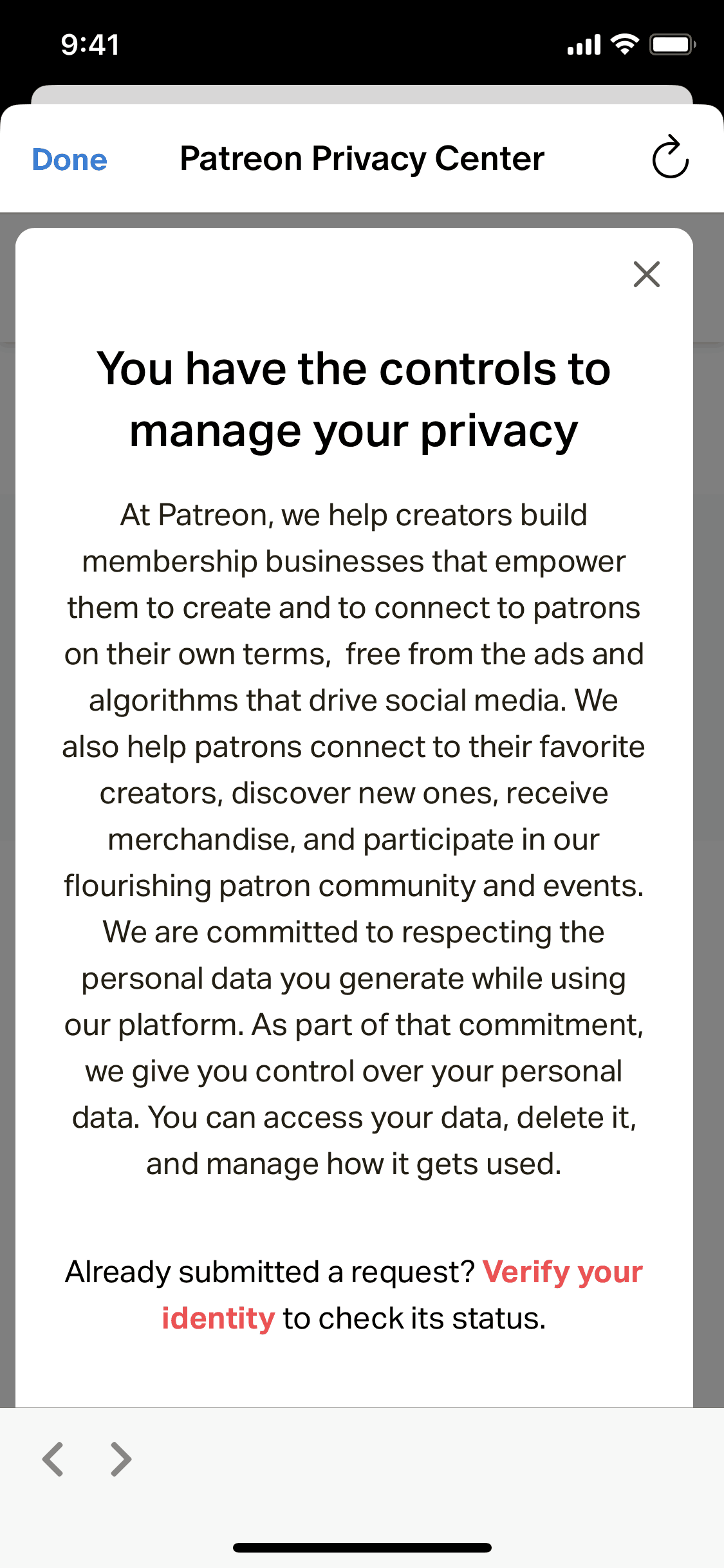 Patreon iOS Social Networking interface screenshot 10