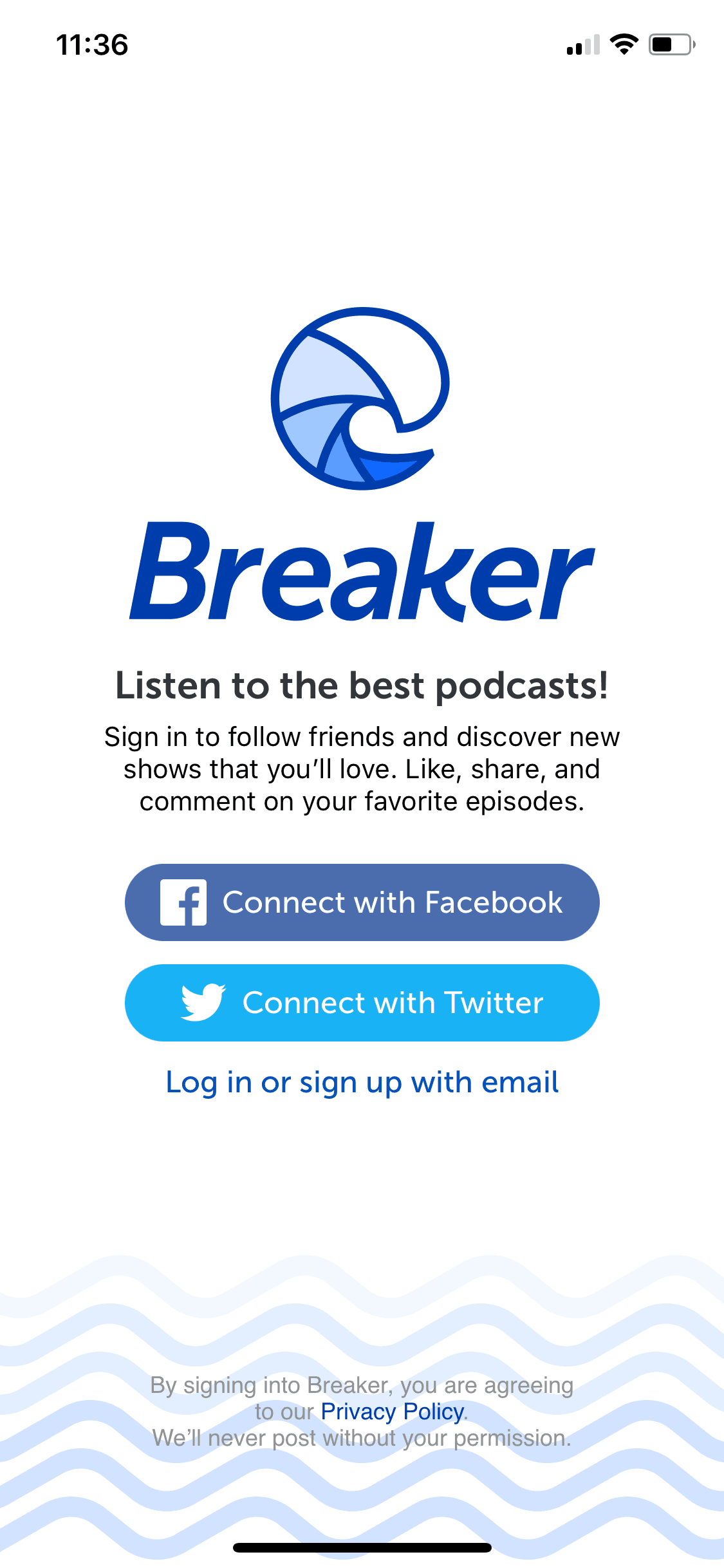 Breaker iOS Social Networking interface screenshot 2