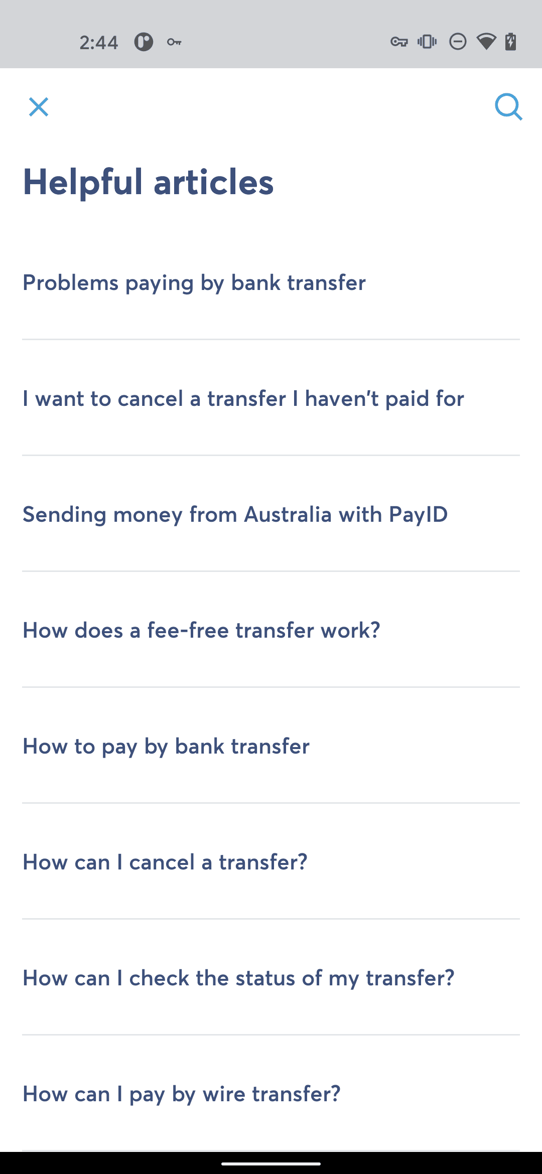 Wise Android UI design screenshot