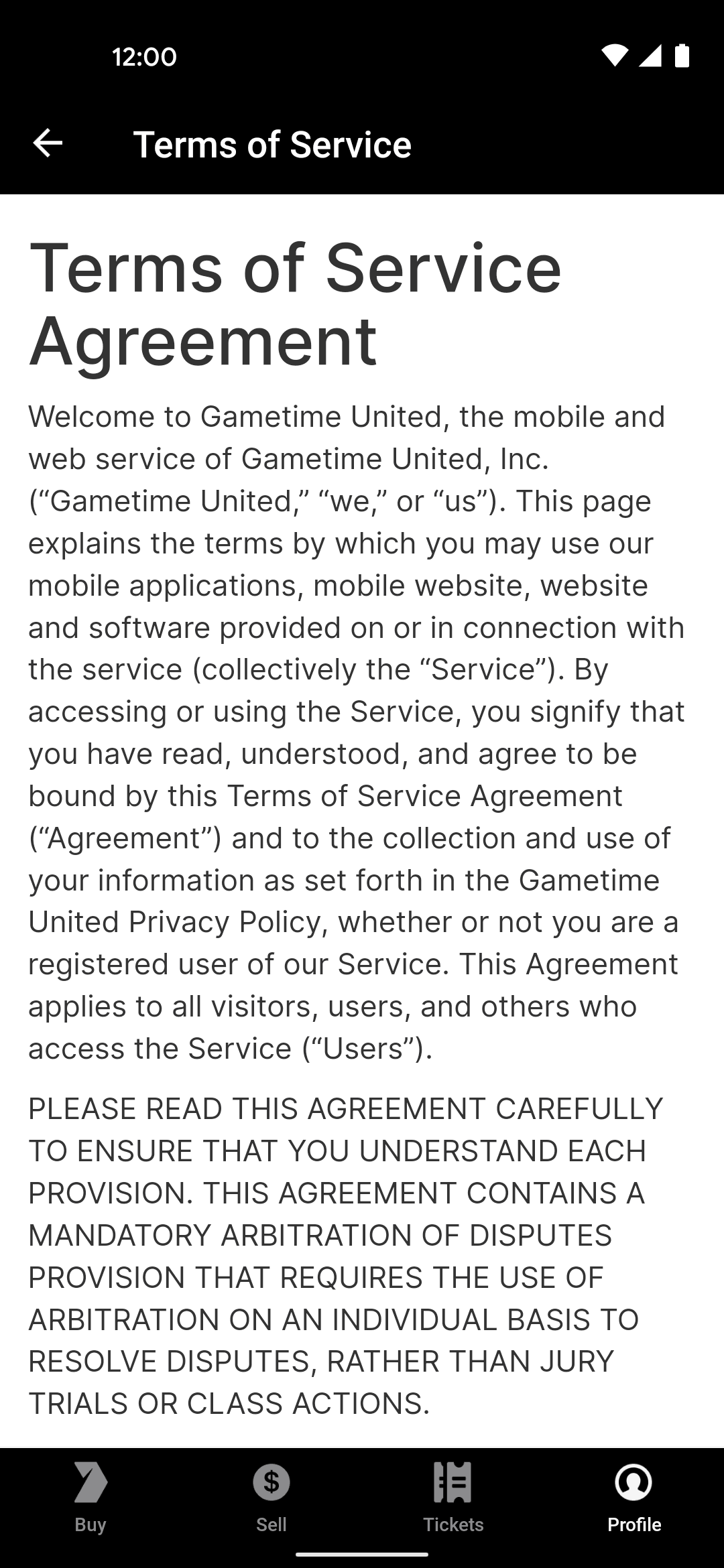 Gametime Android Entertainment interface screenshot 9