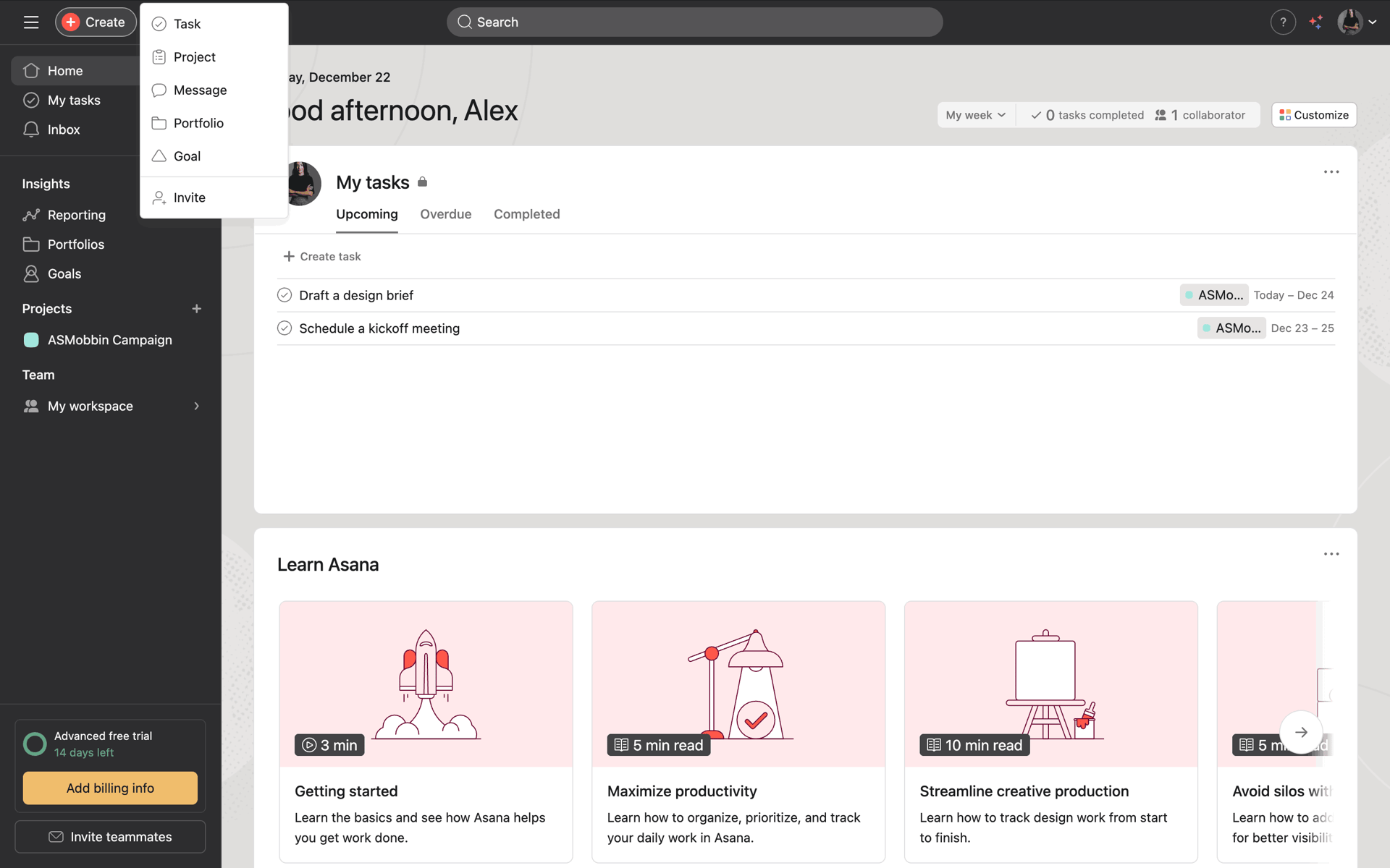Asana Web Business interface screenshot 6