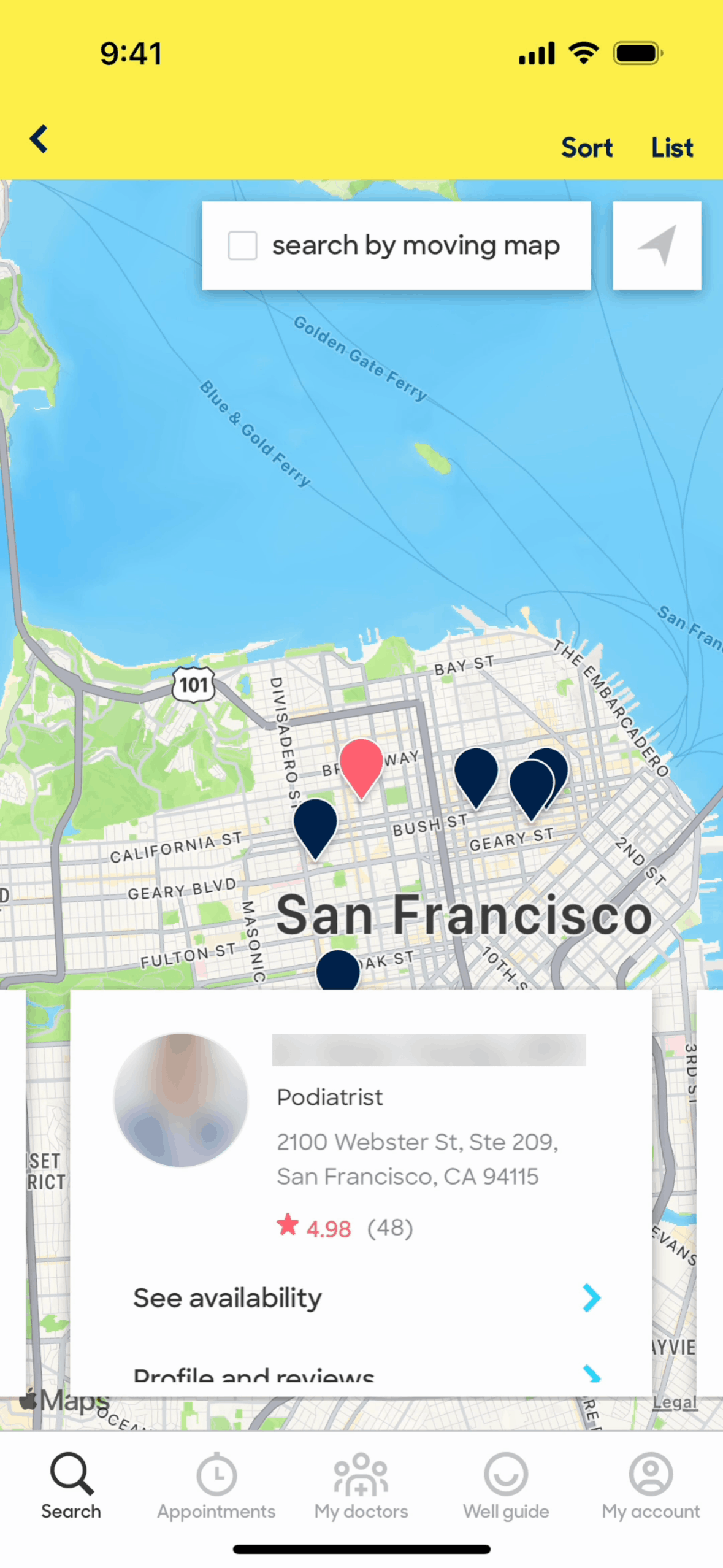 Zocdoc iOS Medical interface screenshot 1