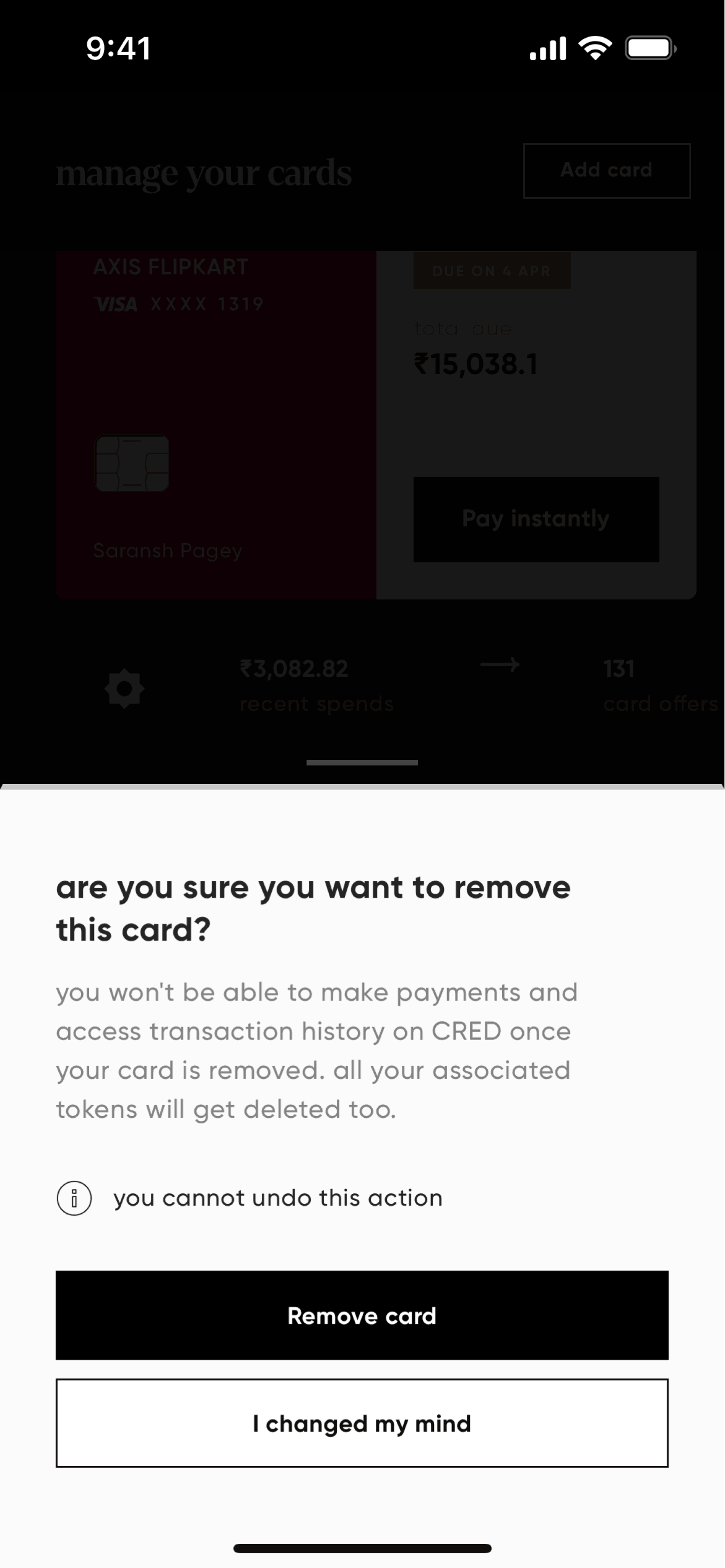 CRED iOS Finance interface screenshot 5