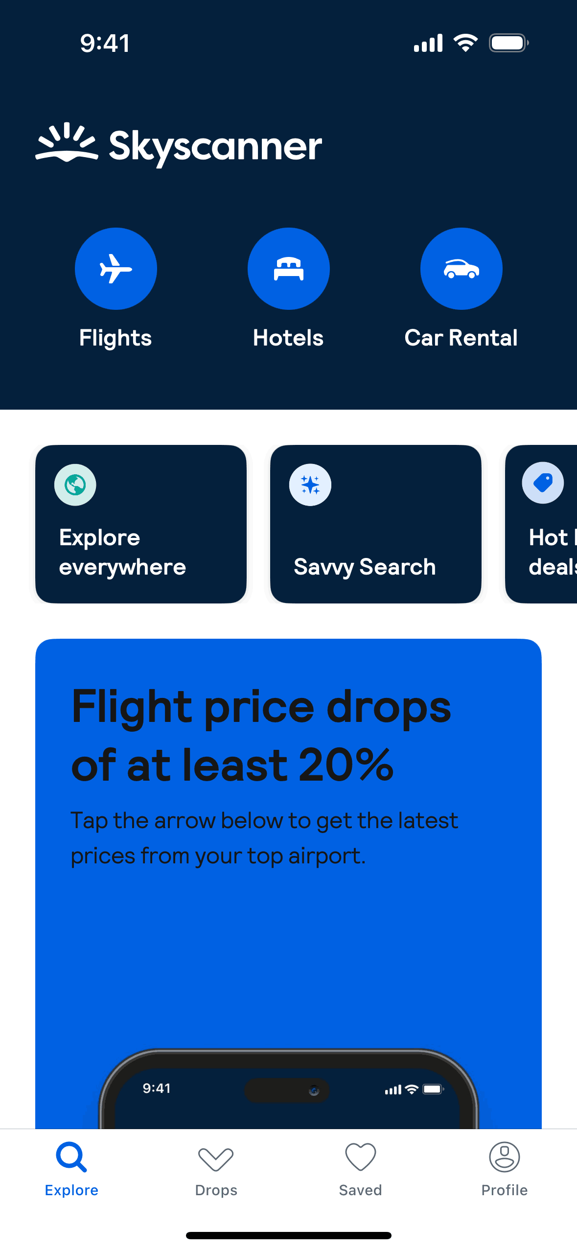 Skyscanner iOS Travel & Transportation interface screenshot 4
