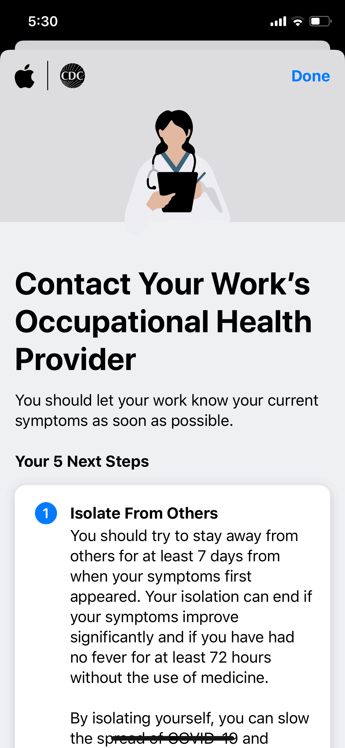 Apple COVID 19 iOS Health & Fitness interface screenshot 16