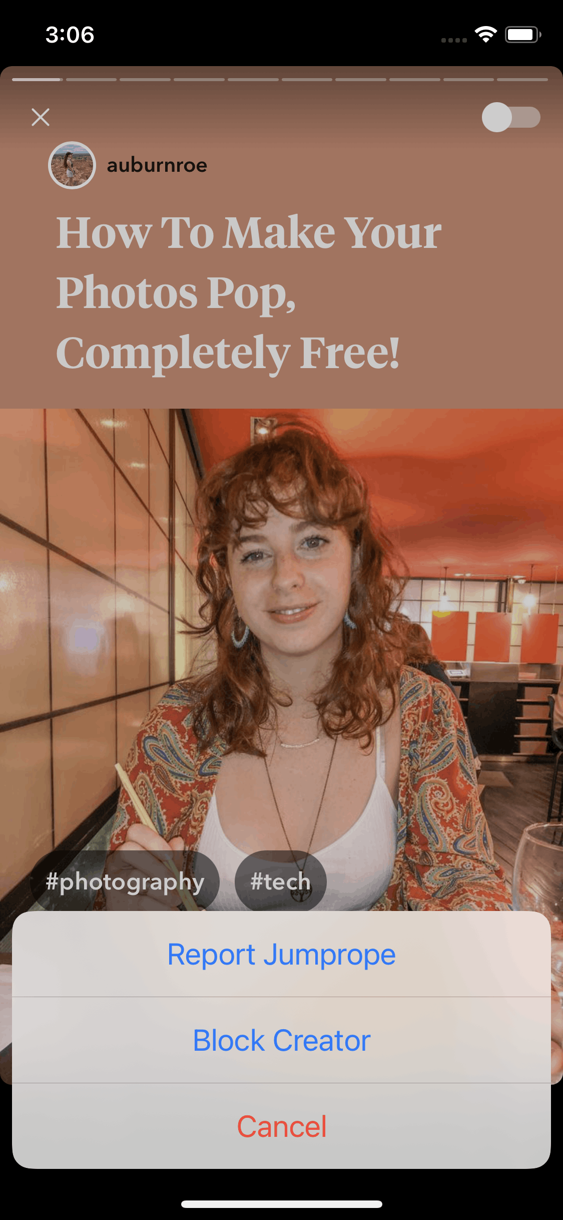 Jumprope iOS Photo & Video interface screenshot 17