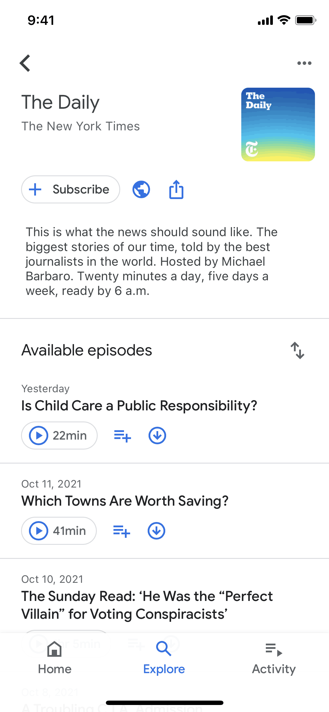 Google Podcasts iOS Entertainment interface screenshot 7