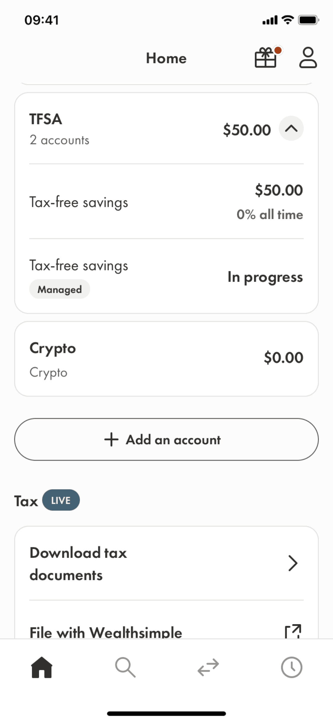Wealthsimple iOS Finance interface screenshot 2