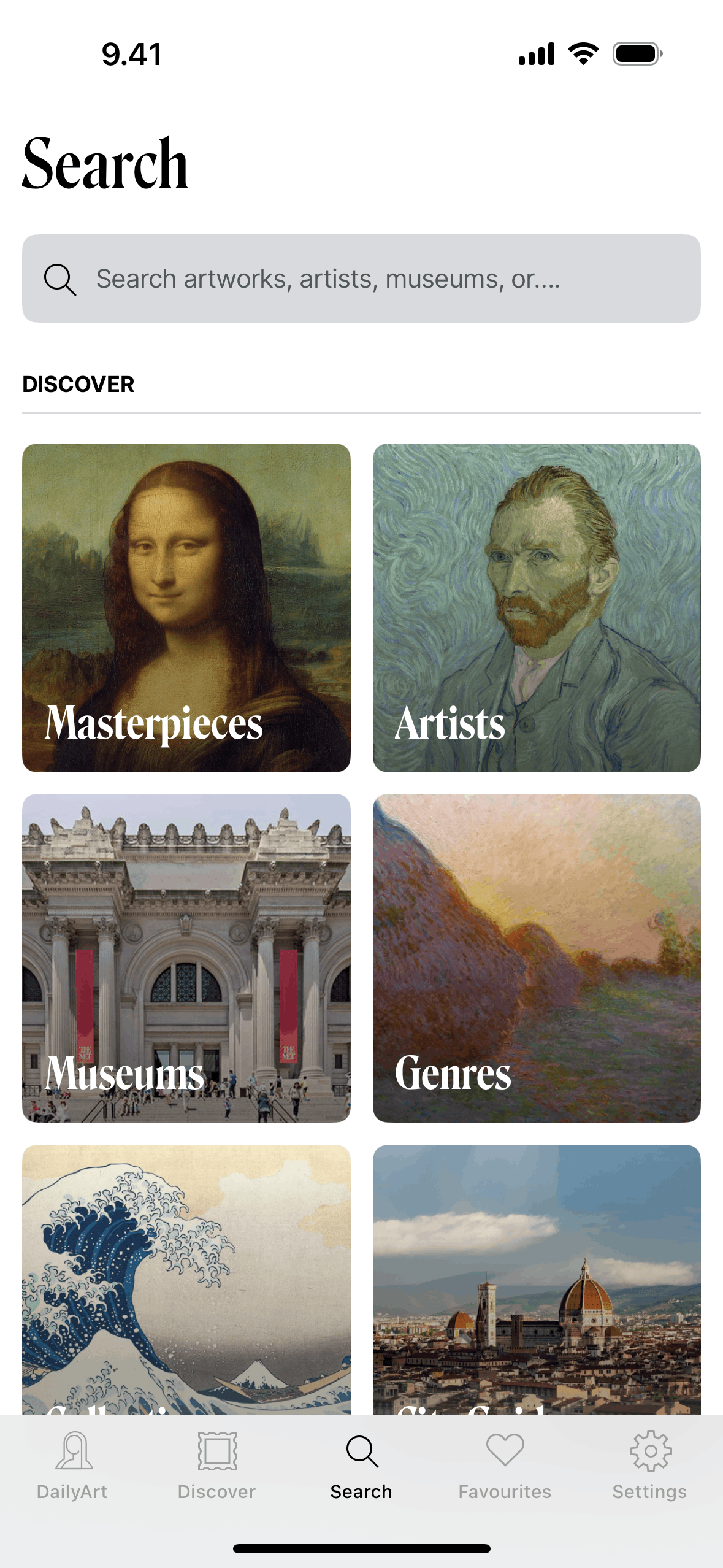 DailyArt iOS Education interface screenshot 2