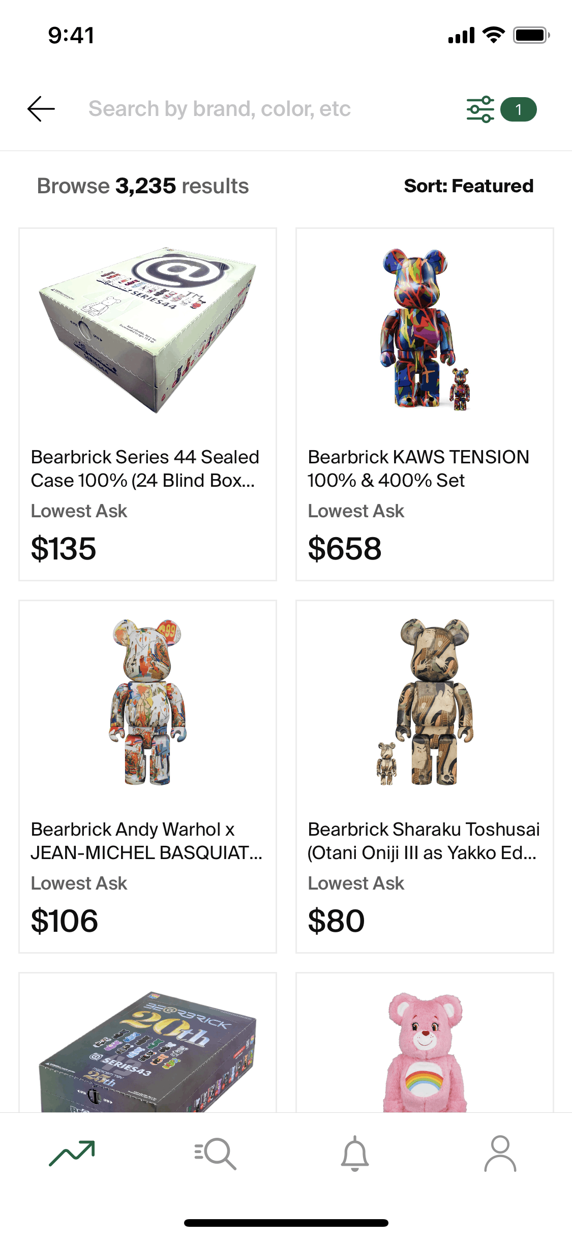 View Bearbrick brand collection on StockX (ios) screen 2