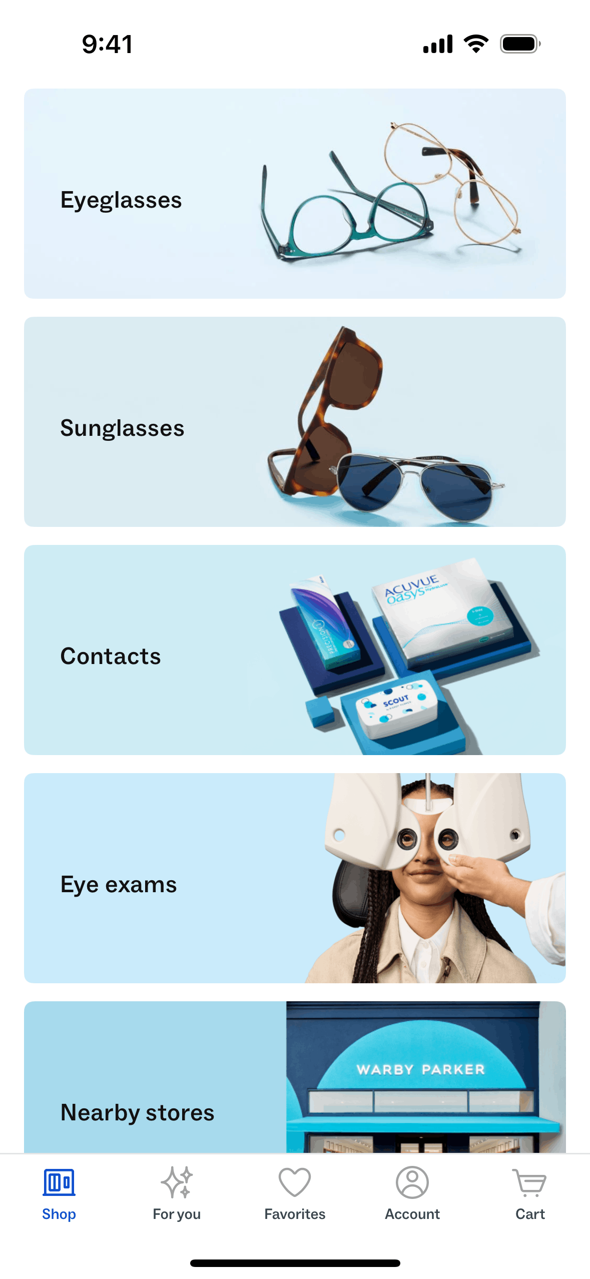 Warby Parker iOS Shopping interface screenshot 3