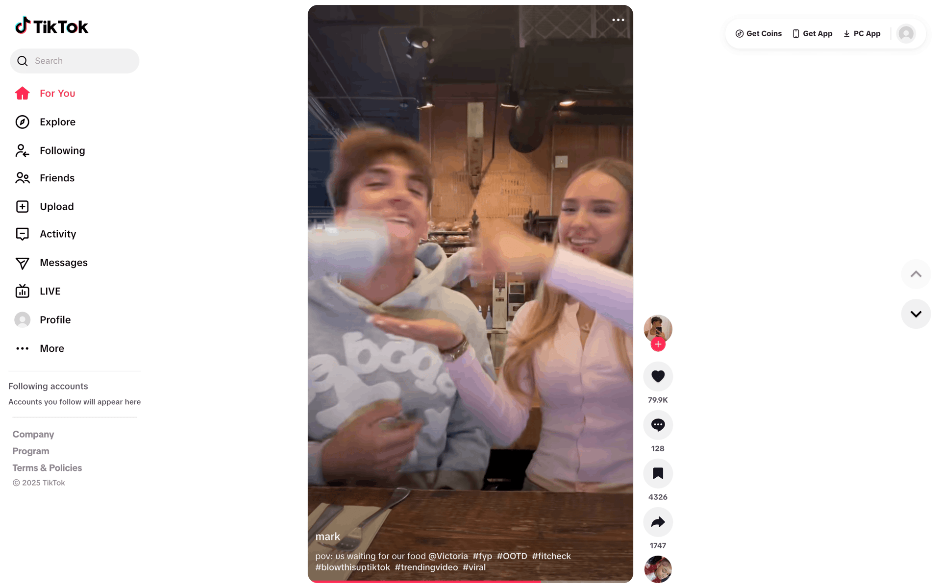 TikTok Web Social Networking interface screenshot 1