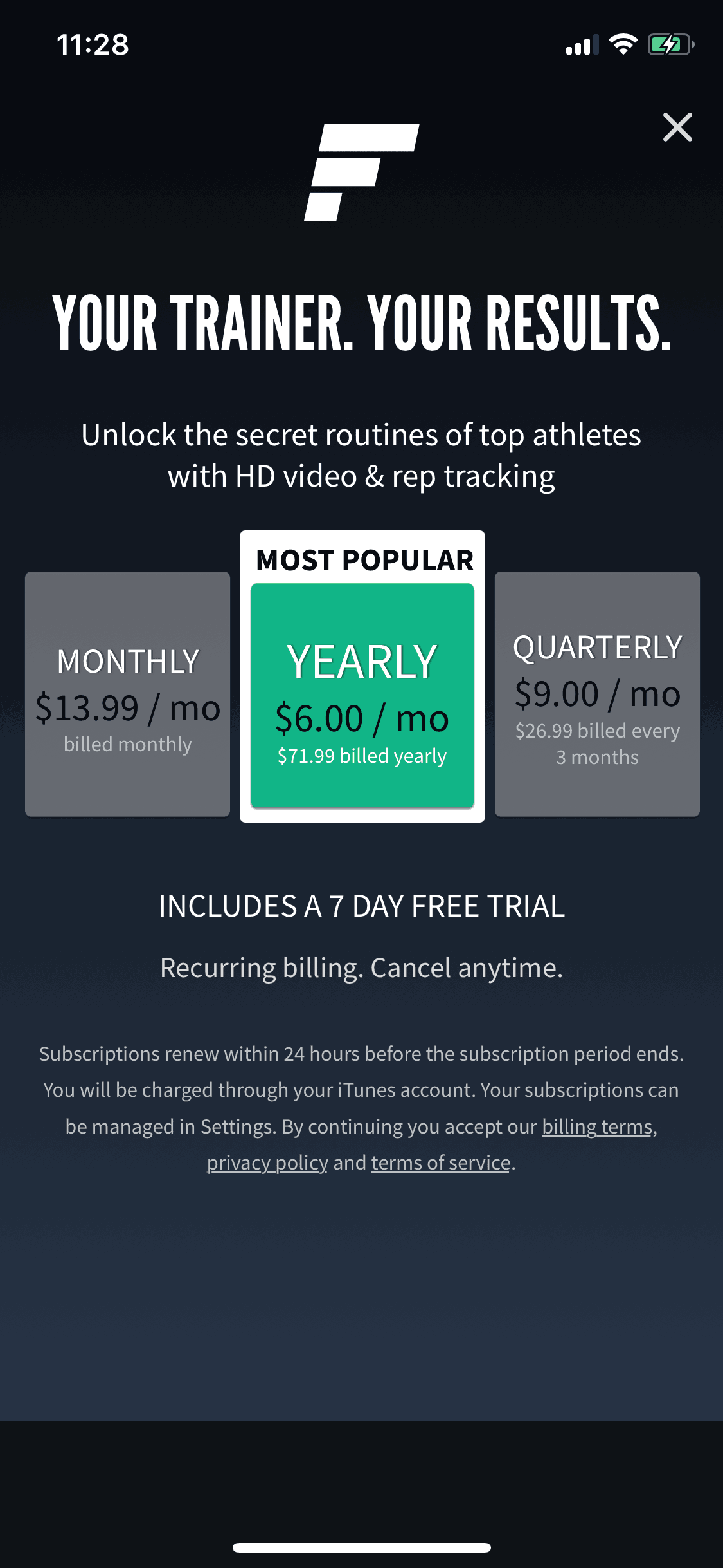 Fitplan iOS Health & Fitness interface screenshot 11