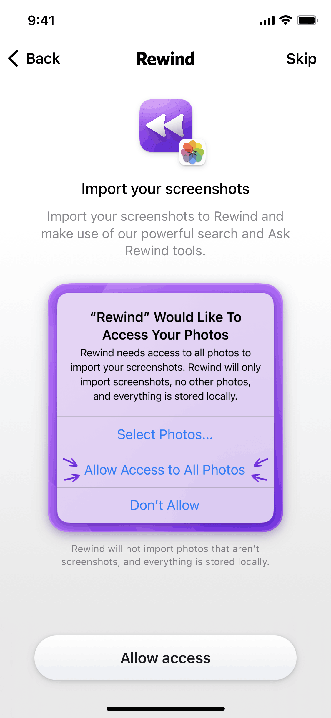 Rewind iOS AI interface screenshot 3